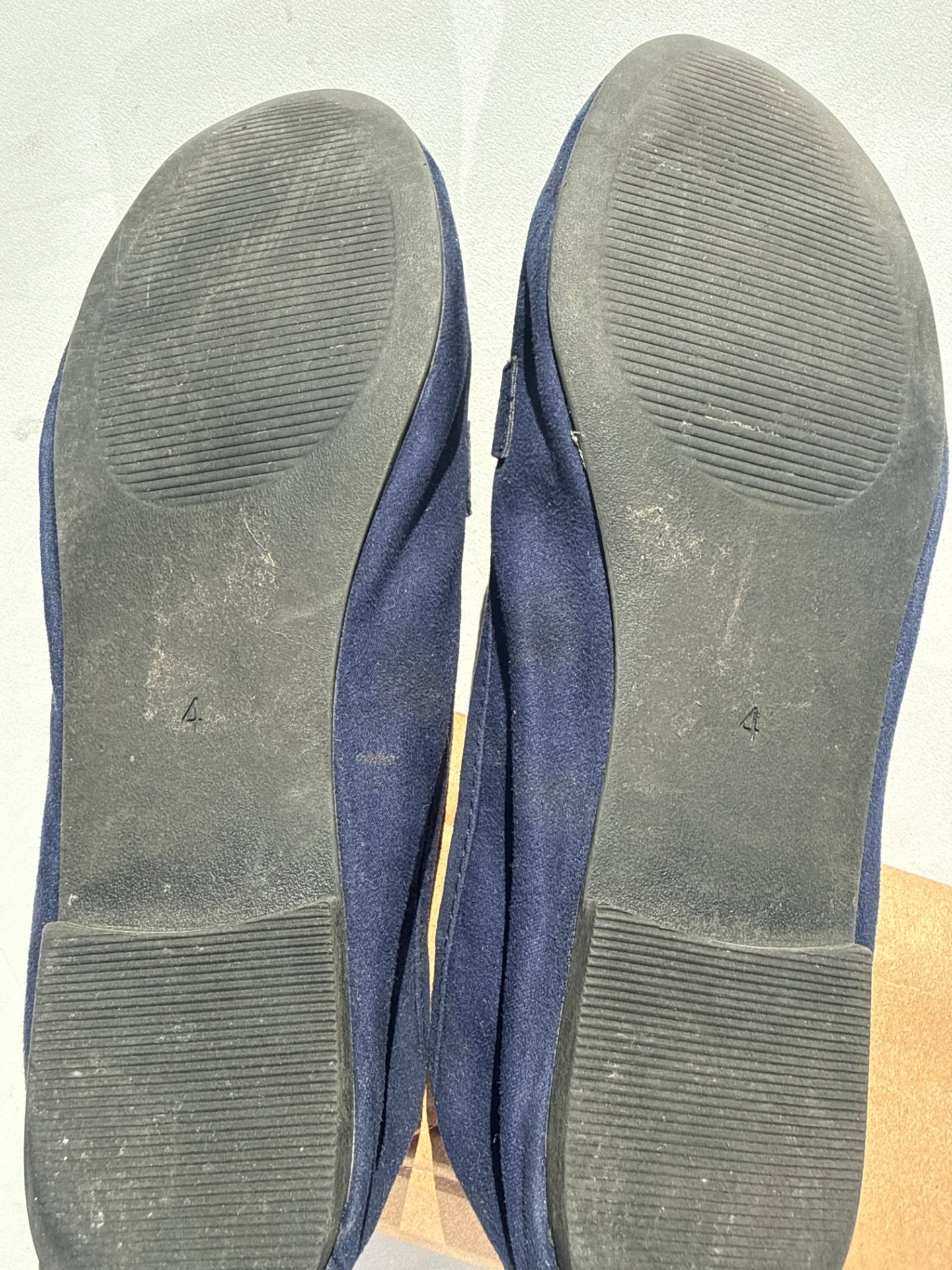 Navy Suede Loafers with Gold Buckle Detail, Buckle, 4, Excellent condition — preloved on SilentSale®