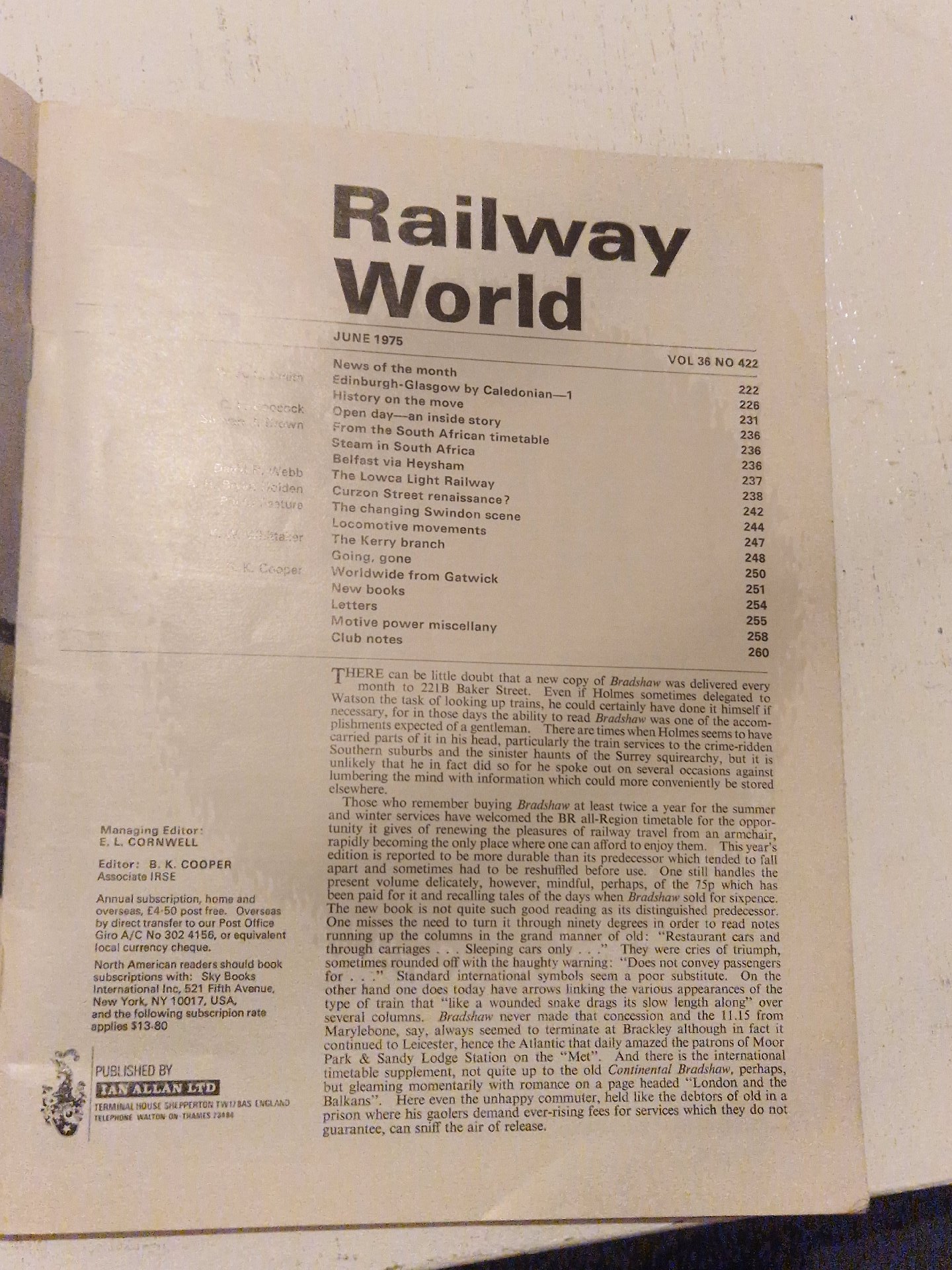 Railway World Magazine June 1975 Issue, Ian Allan, One Size, Excellent condition — preloved on SilentSale®