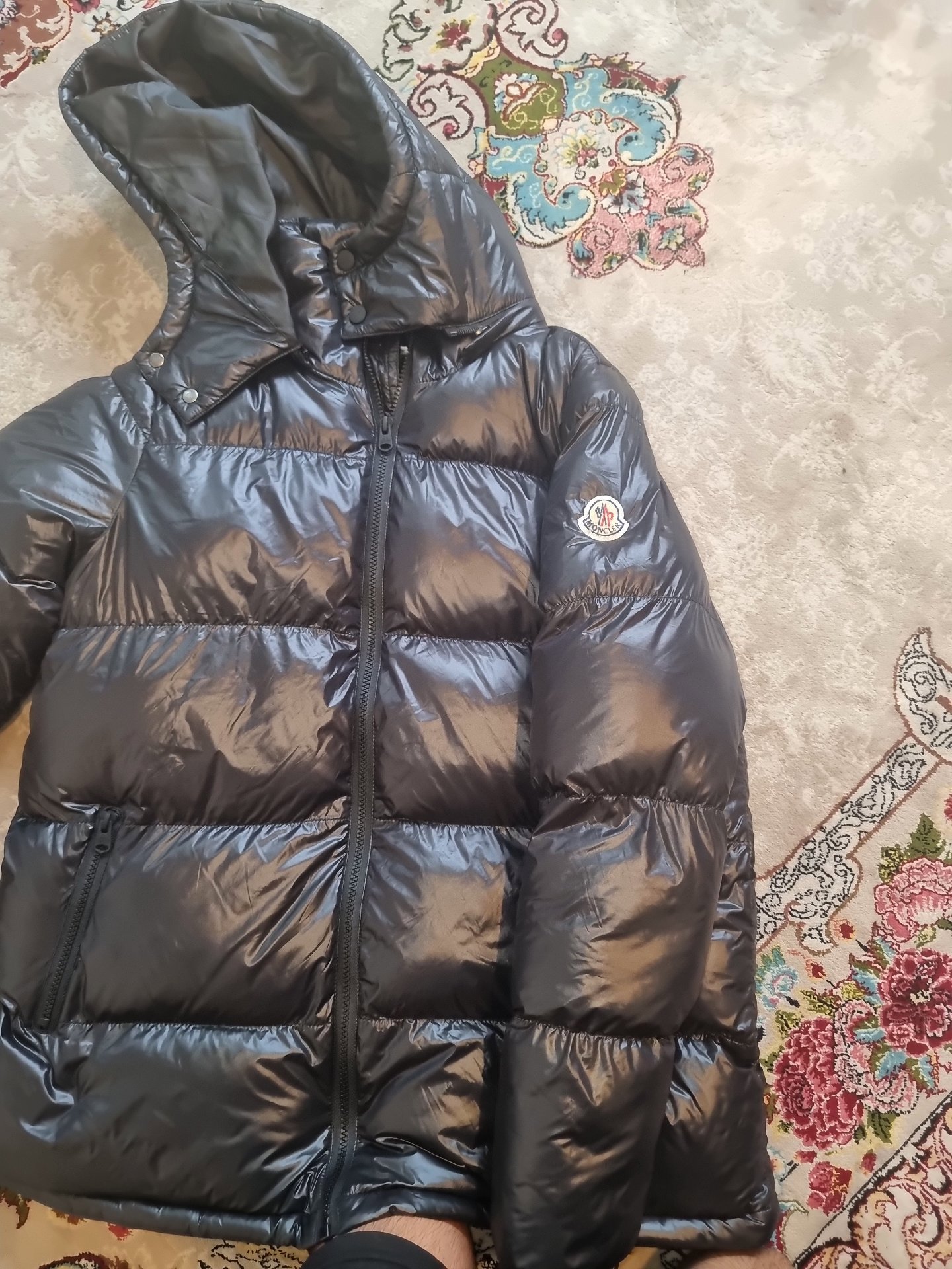 Moncler Black Puffer Jacket with Hood, Moncler, L, Excellent condition — preloved on SilentSale®