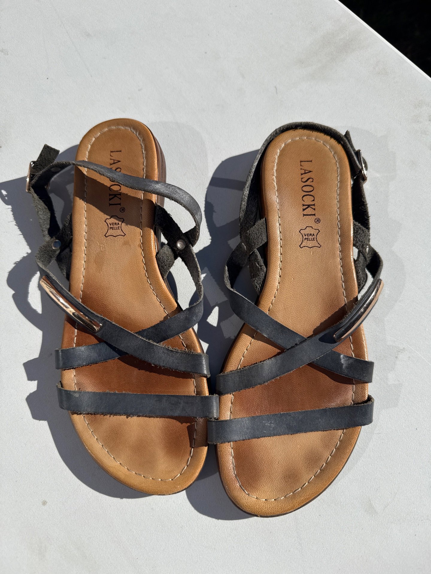 Lasocki Black Leather Strappy Sandals – Size 39, Lasocki, 39, Excellent condition — preloved on SilentSale®