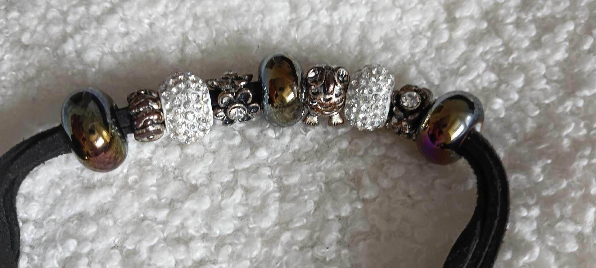Beaded Charm Bracelet with Black Cord, Unbranded, One Size, Excellent condition — preloved on SilentSale®