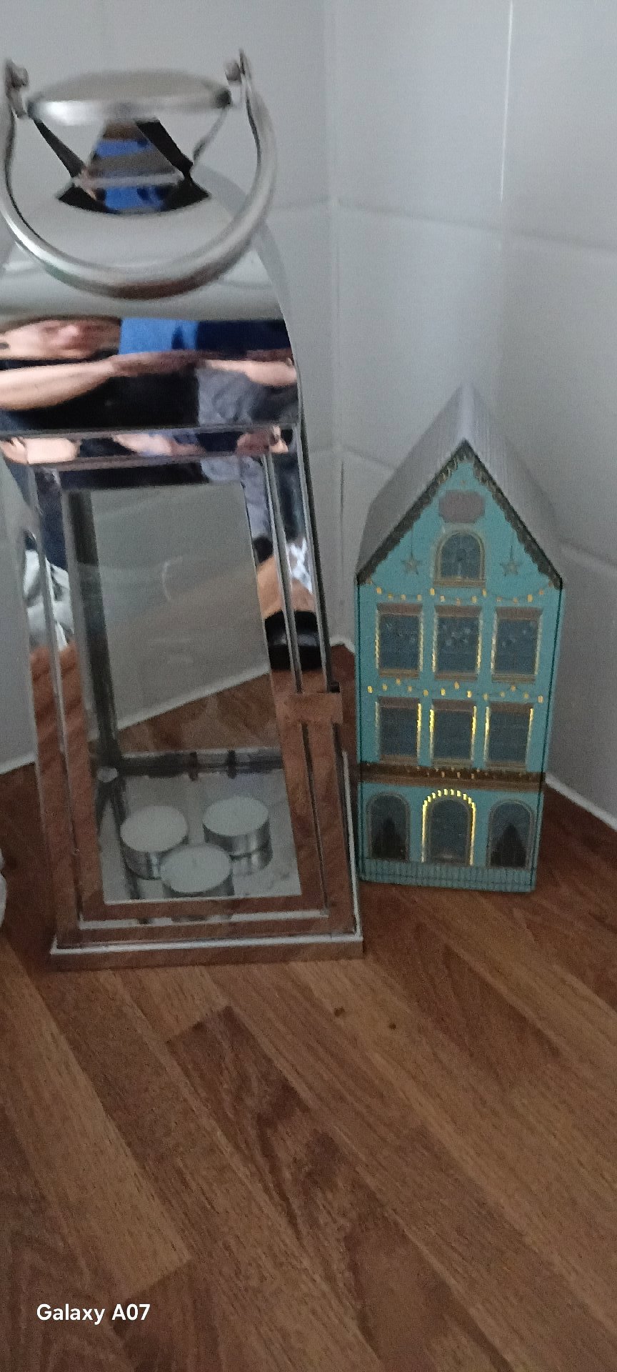 Decorative Silver Metal Lantern with House Ornament and Black Bag, Marks & Spencer, One Size, Excellent condition — preloved on SilentSale®