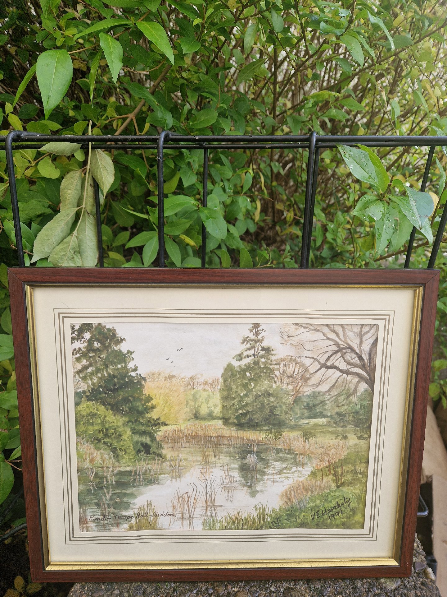 Watercolor painting titled 'River Landscape' by E. Wood, Unbranded, One Size, Excellent condition — preloved on SilentSale®
