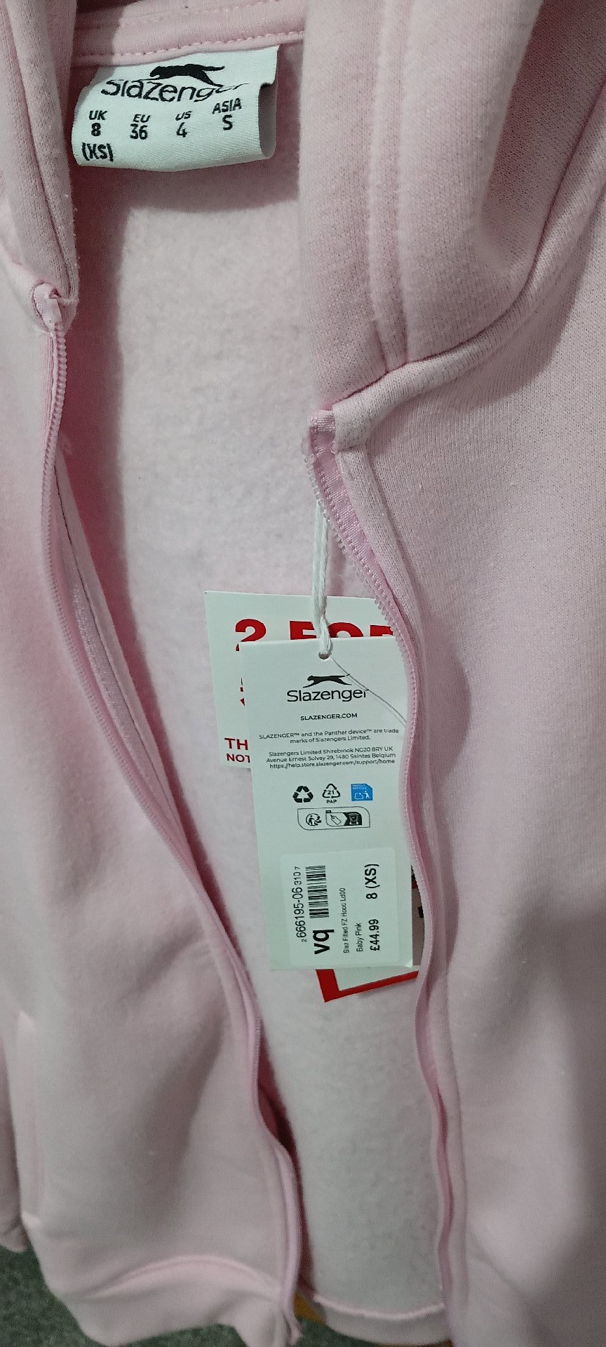 Slazenger Pink Fleece Zip Hoodie Jacket – UK 8 S, Slazenger, UK 8 S, New condition — preloved on SilentSale®