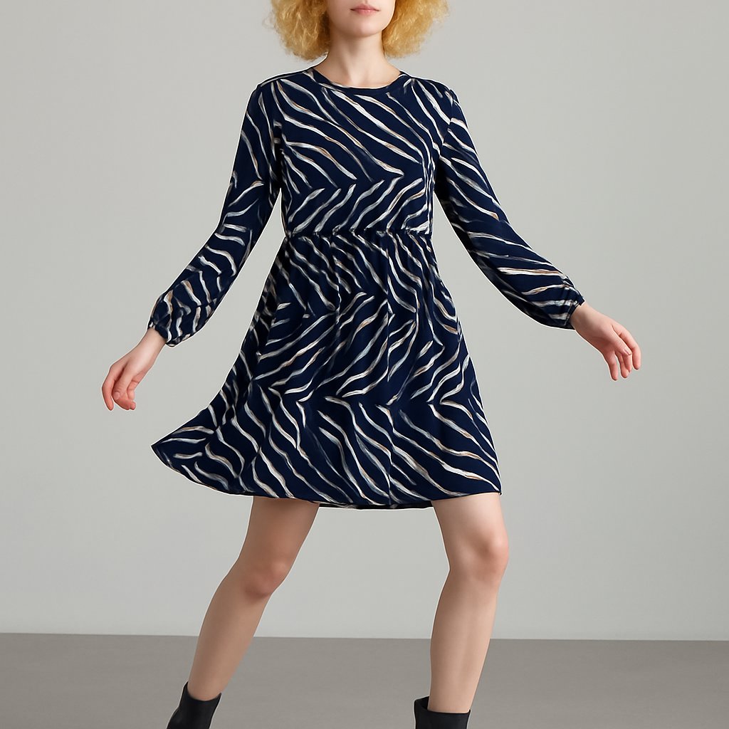 Simply Be Navy Blue Zebra Print Long Sleeve Dress – Size 10, Simply Be, 10, New condition — preloved on SilentSale®