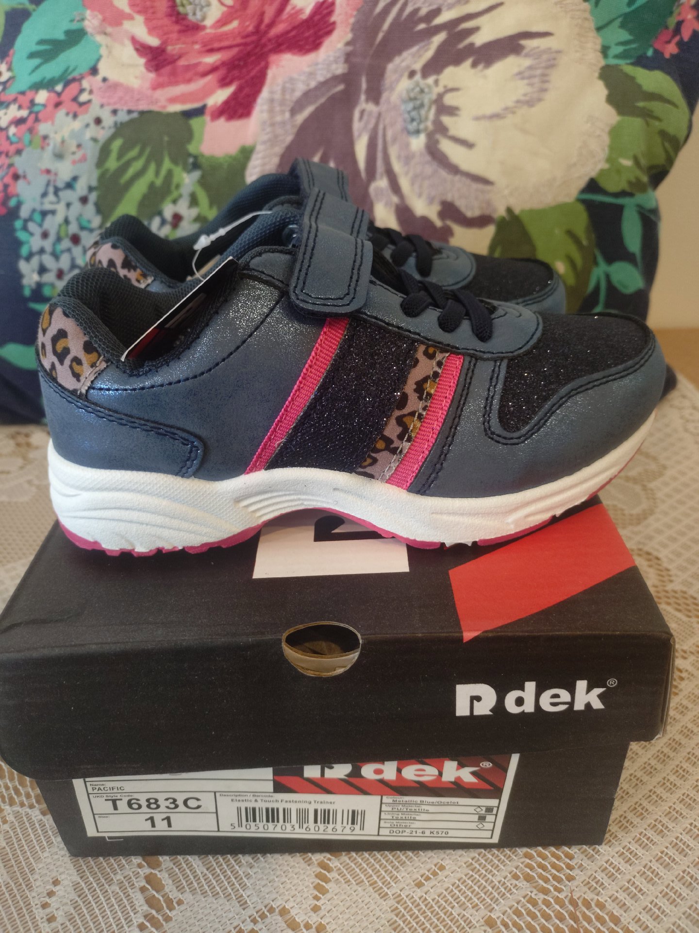 Rdek Girls Navy Blue Glitter Trainers with Leopard Print – UK 11, Rdek, 11, New condition — preloved on SilentSale®