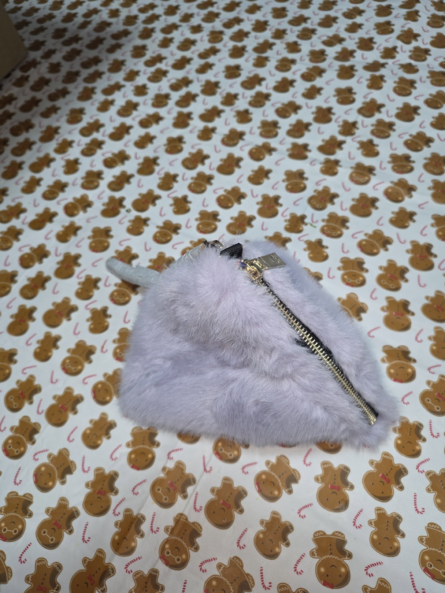 Faux Fur Lilac Small Pouch Bag with Colourful Lining, Jayley, Small, New condition — preloved on SilentSale®