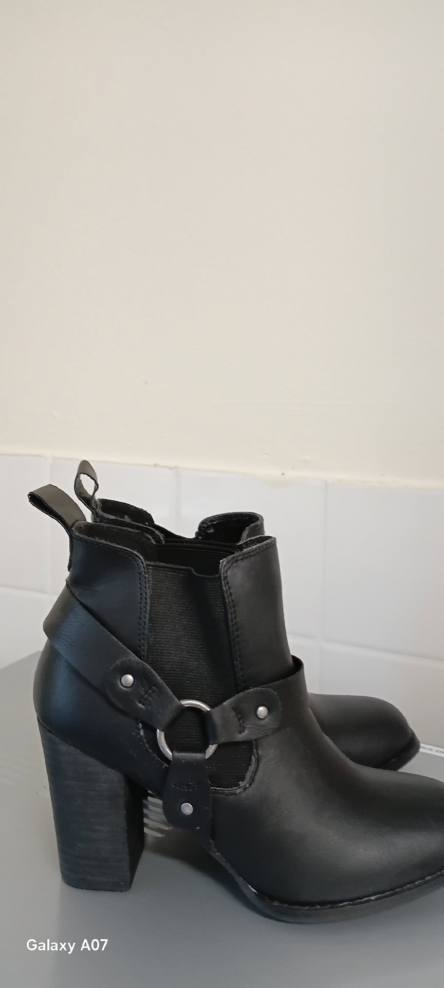 Black Block Heel Ankle Boots with Buckle Detail, Buckle, 6, Excellent condition — preloved on SilentSale®