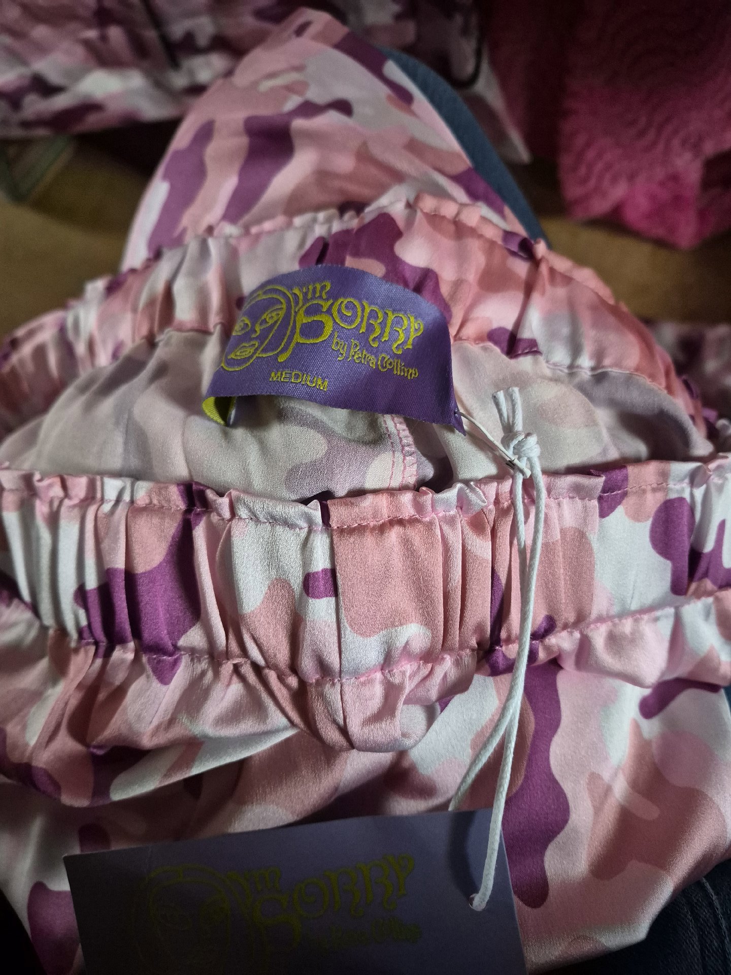 Pink Camouflage Print Satin Pyjama Set, I'm Sorry by Petra Collins, M, New condition — preloved on SilentSale®