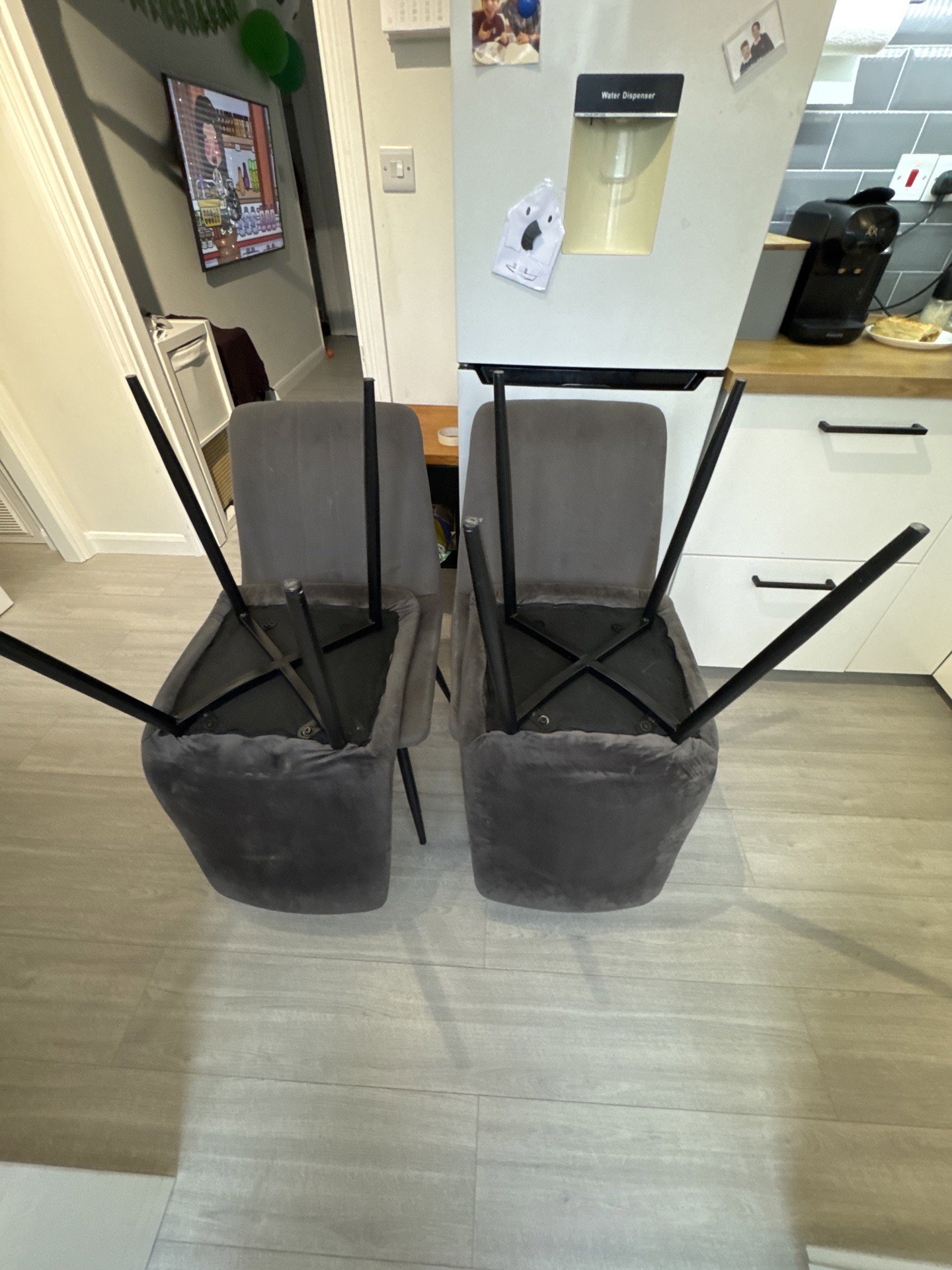 Set of 4 Grey Velvet Dining Chairs, Velvet, One Size, Good condition — preloved on SilentSale®