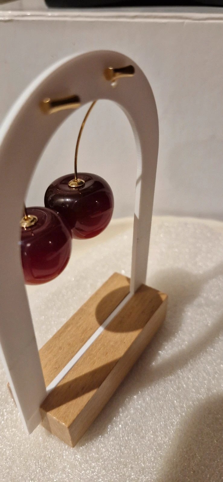Cherry Drop Hoop Earrings with Gold Tone Wire, Gold Tone, One Size, New condition — preloved on SilentSale®