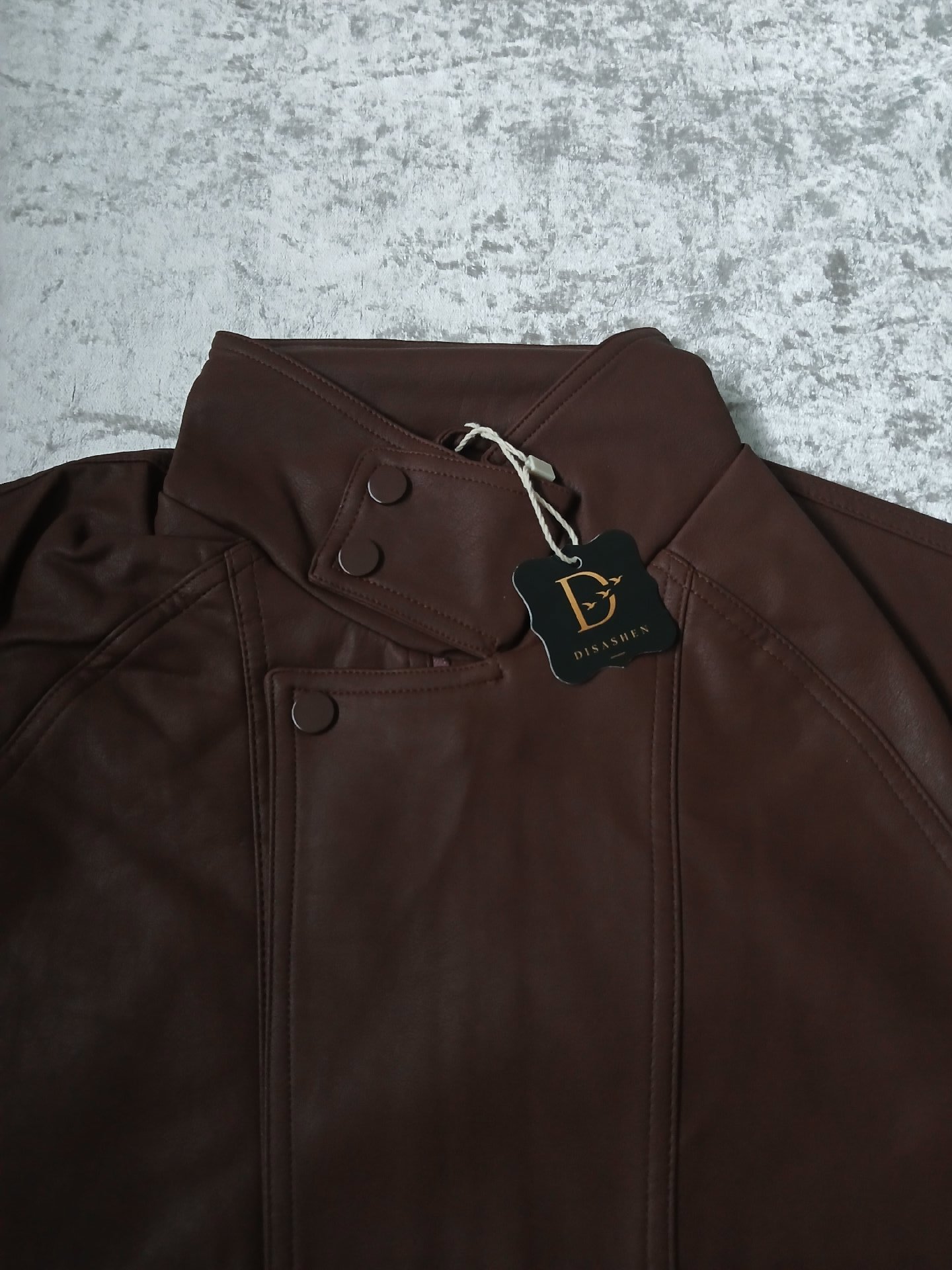 Men's Brown Faux Leather Bomber Jacket — Size M, Unbranded, M, New condition — preloved on SilentSale®