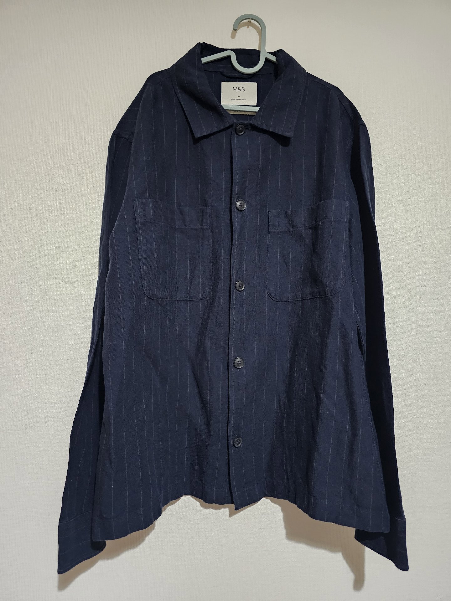 Navy Pinstripe Overshirt shirt, Unbranded, M, New condition — preloved on SilentSale®
