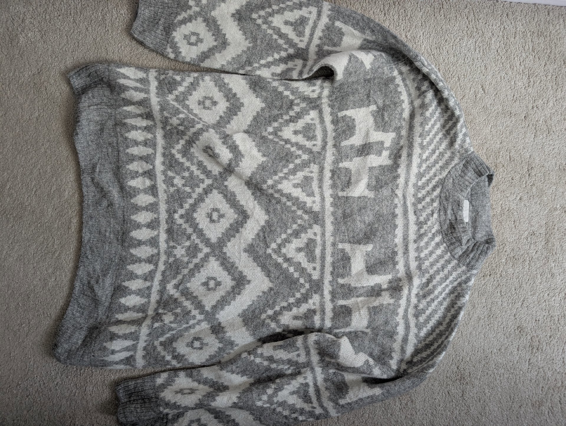 H&M Grey Patterned Knit Jumper – Size S, H&M, S, Excellent condition — preloved on SilentSale®