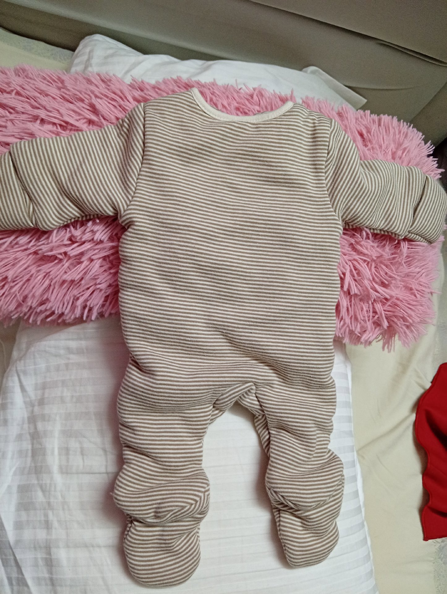 Unbranded Beige Brown Striped Baby Sleepsuit, Marks & Spencer, Newborn, New condition — preloved on SilentSale®