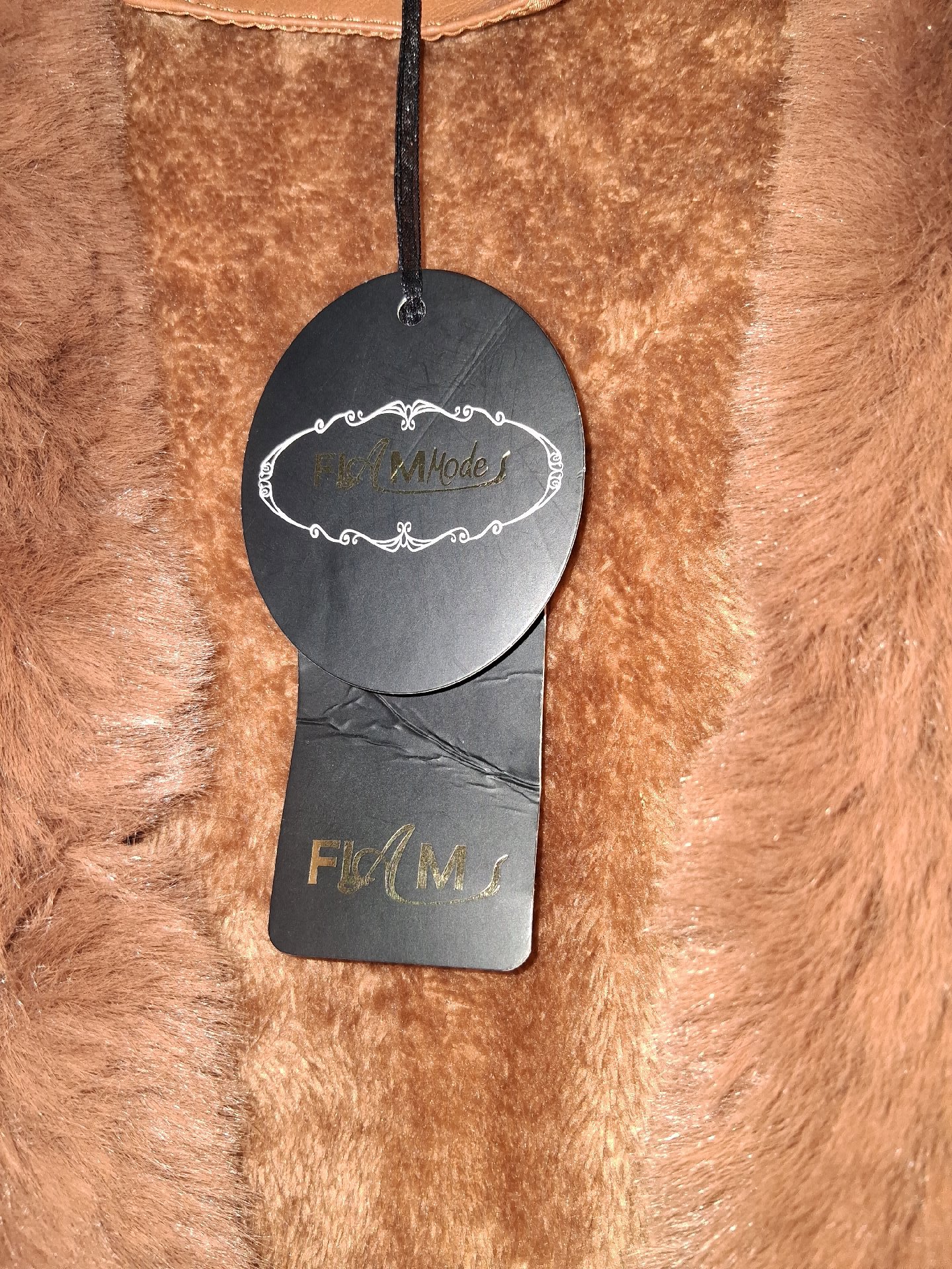 Flam Modes Brown Faux Fur Trim Leather Coat, Flam Modes, M, New condition — preloved on SilentSale®