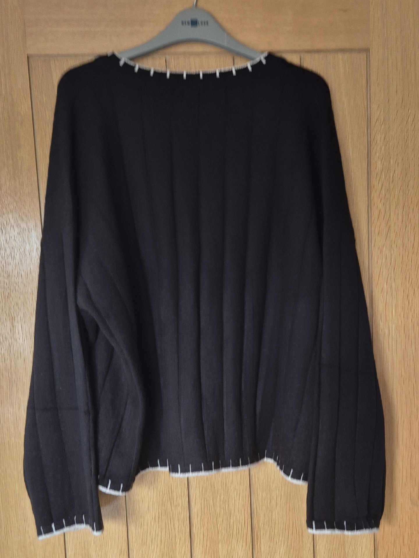 Quatrefox Black Knit Cardigan with Contrast Stitching – Size M, Quatrefox, M, New condition — preloved on SilentSale®