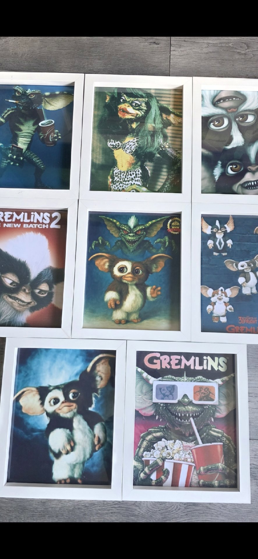 Gremlins Movie Character Art Prints Set of 8 in White Frames, Character, Medium, Excellent condition — preloved on SilentSale®