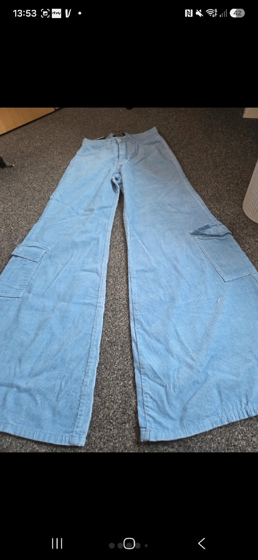 Sasson Light Blue Corduroy Wide Leg Trousers, Sasson, Waist 26 Length 32, New condition — preloved on SilentSale®