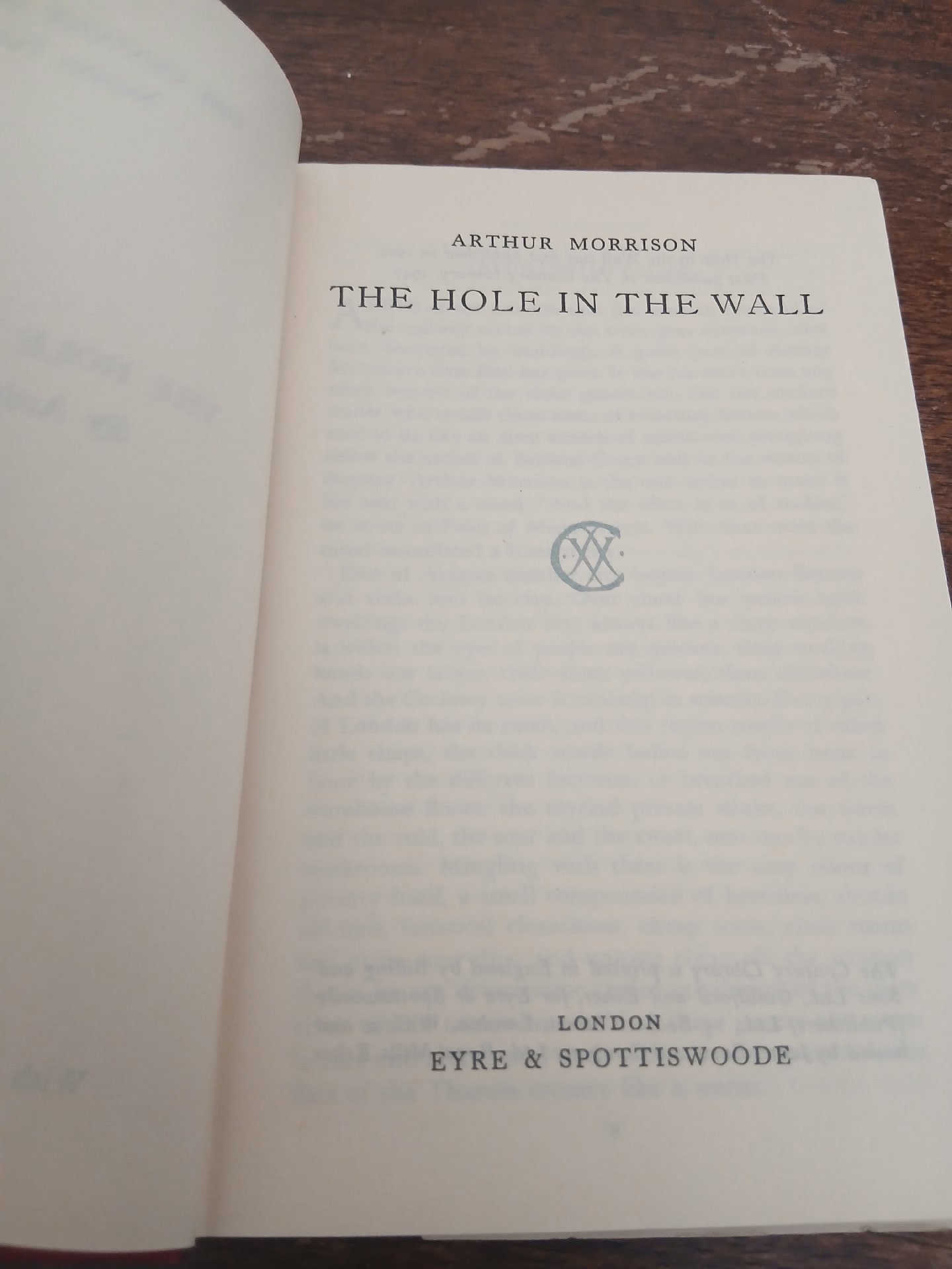 Arthur Morrison The Hole in the Wall Book, Eyre & Spottiswoode, small, Good condition — preloved on SilentSale®