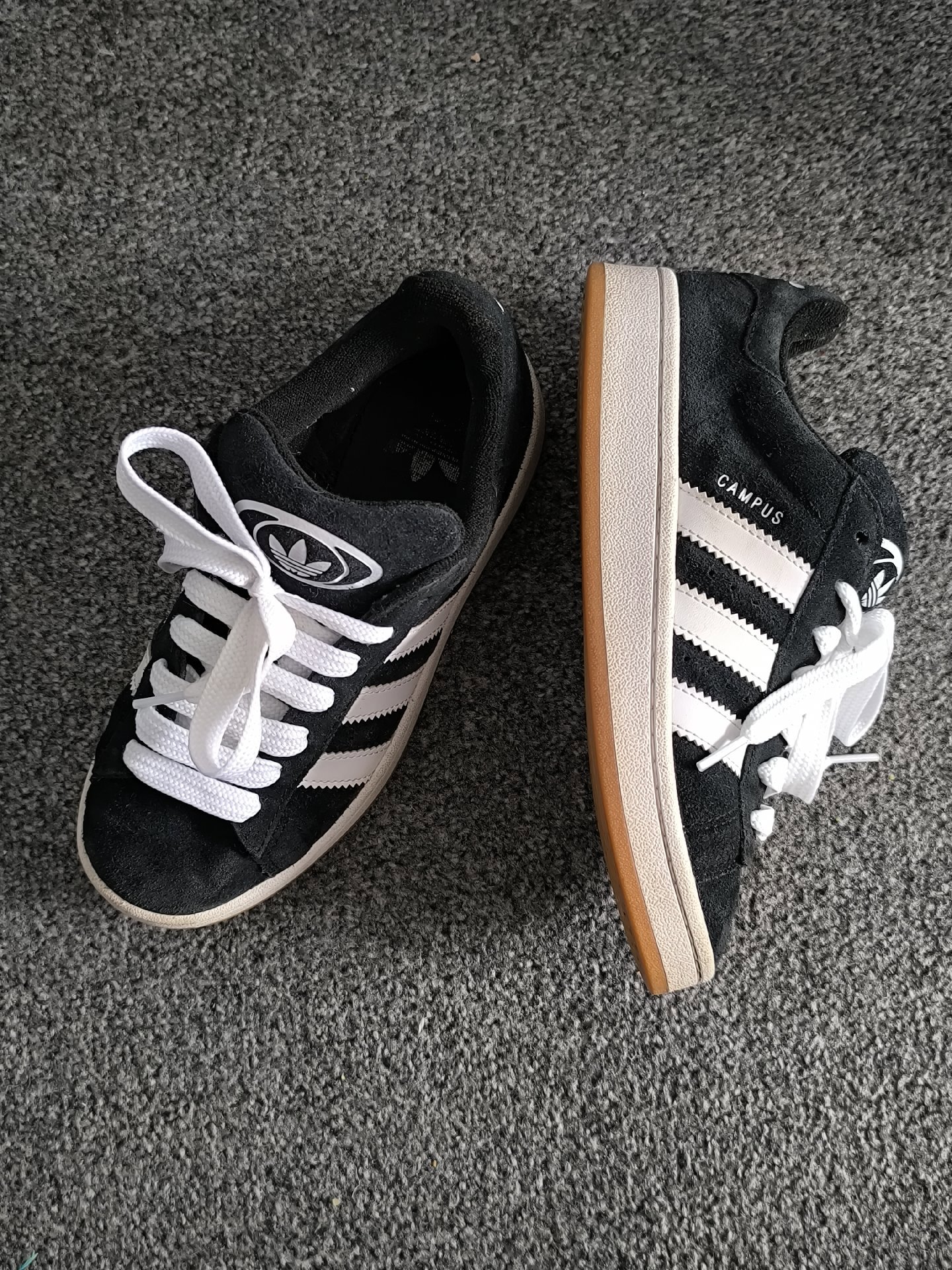 Adidas Campus 00s Black Suede Trainers with White Stripes, Adidas, 4, Good condition — preloved on SilentSale®