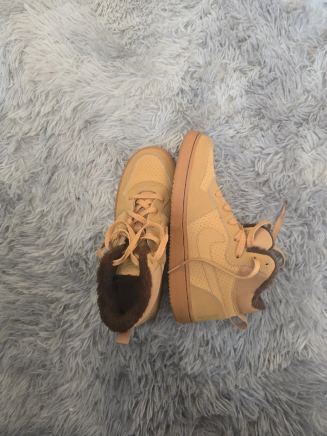 Yellow High Top Trainers with Brown Faux Fur Lining, Nike, 6, Like New condition — preloved on SilentSale®