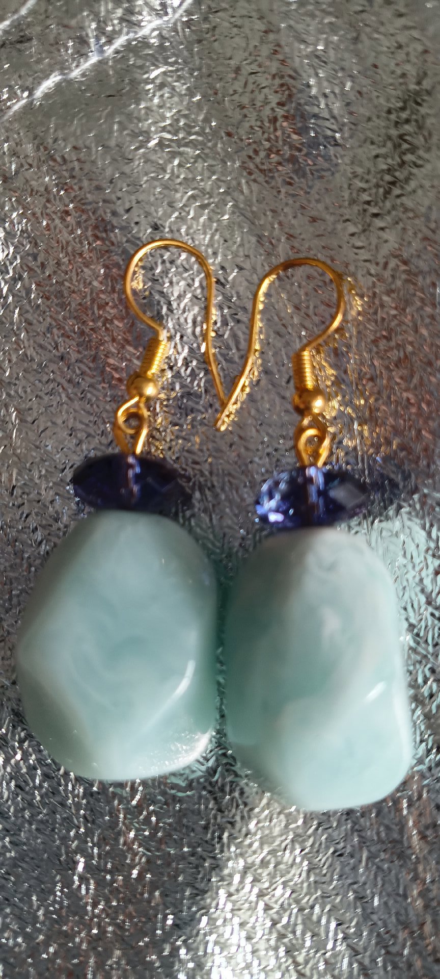 Blue Stone Drop Earrings with Gold Hooks, Gold, One Size, Excellent condition — preloved on SilentSale®