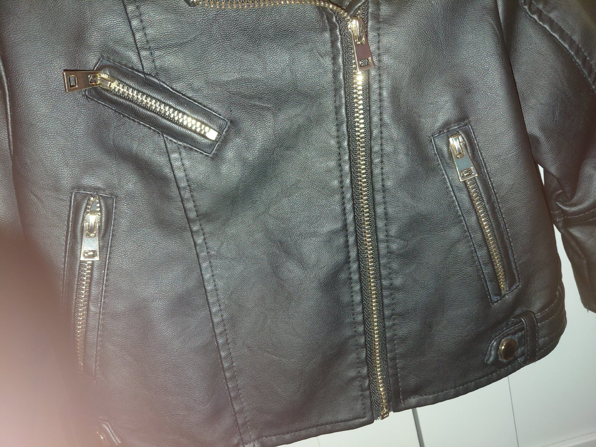 river island Black Faux Leather Biker Jacket, H&M, 12-18 months, Excellent condition — preloved on SilentSale®