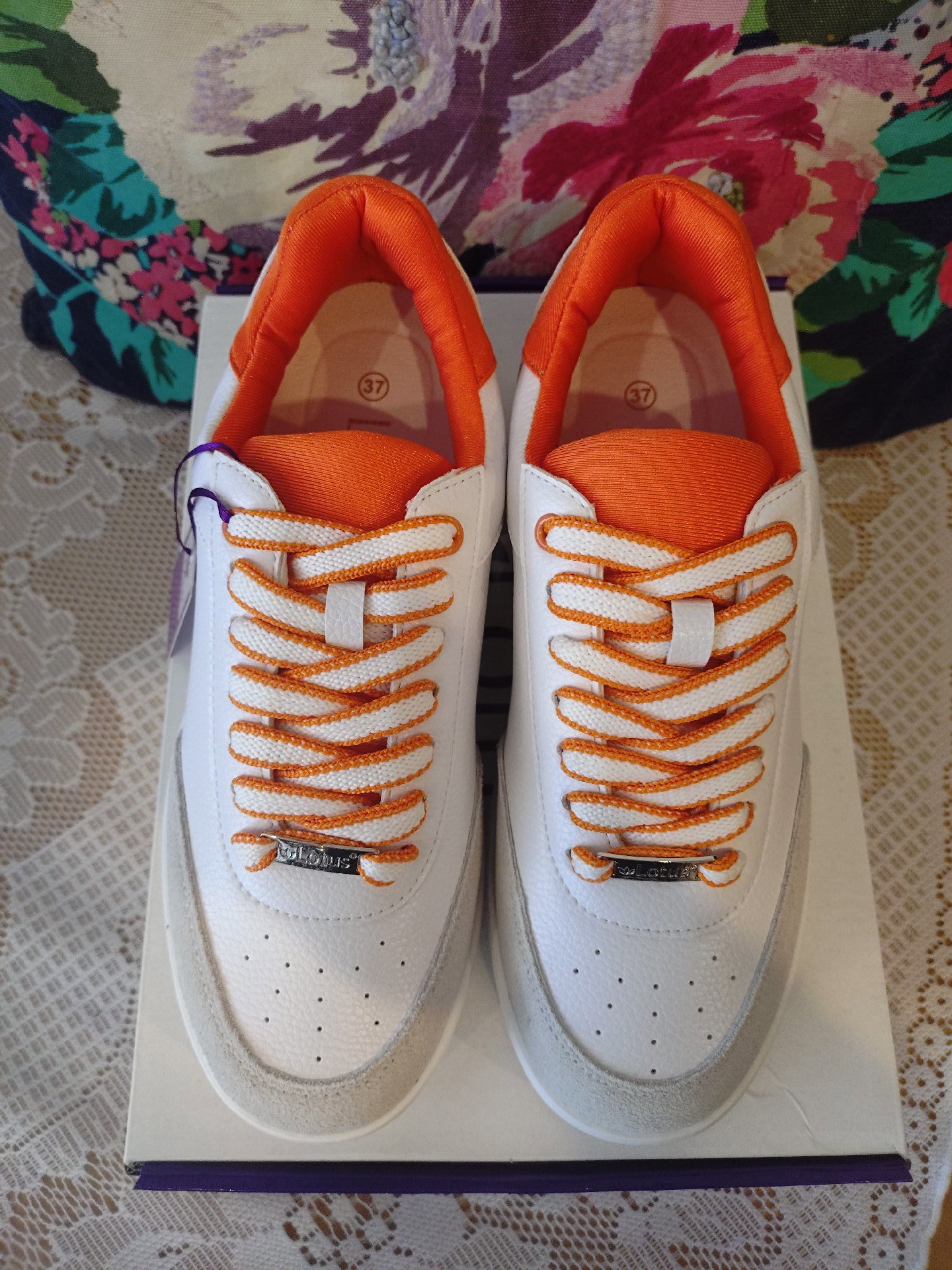 Ladies Lotus Palmira White and Orange Trainers – Size 4, Lotus, 4, New condition — preloved on SilentSale®