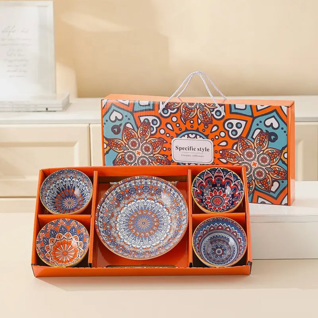 Specific Style Ceramic Tableware Set with Decorative Bowls and Plate 6 piece , Specific Style, One Size, New condition — preloved on SilentSale®