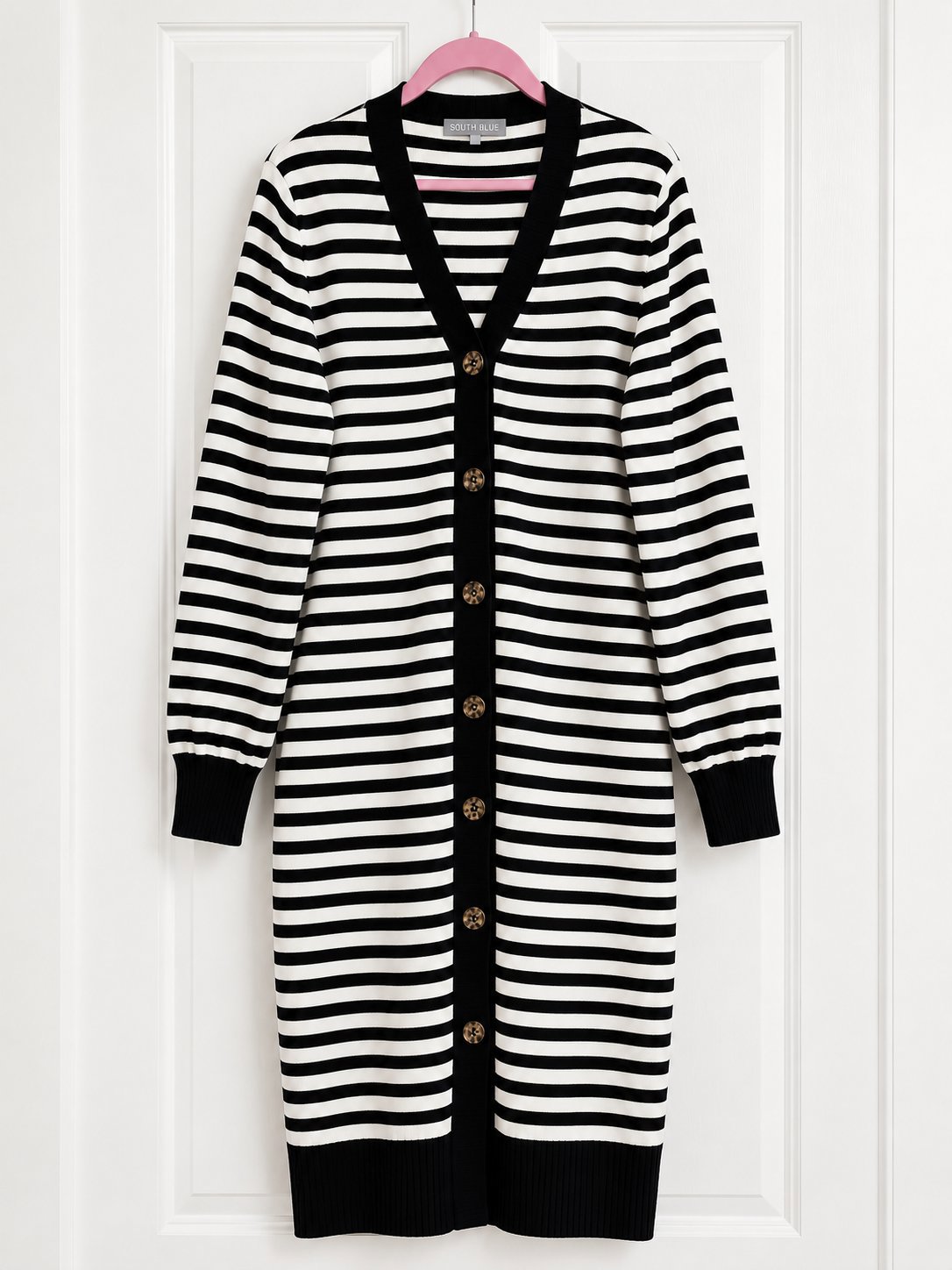 Oliver Bonas Black and White Striped Long Cardigan – UK 18, Oliver Bonas, 18, Excellent condition — preloved on SilentSale®