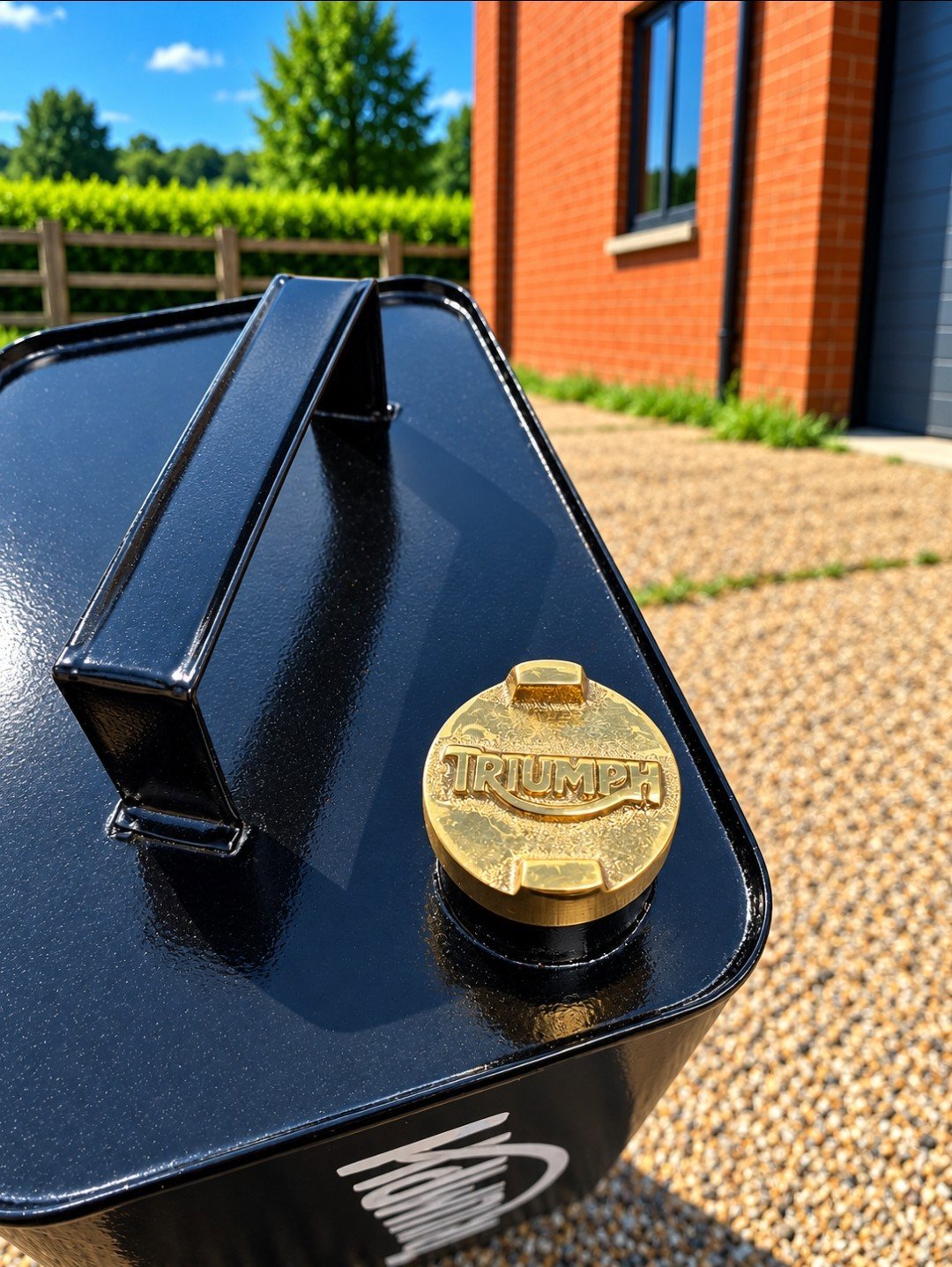New Reproduction Triumph Metal Petrol Can – Garage, Mancave Decor, Triumph, Medium, New condition — preloved on SilentSale®
