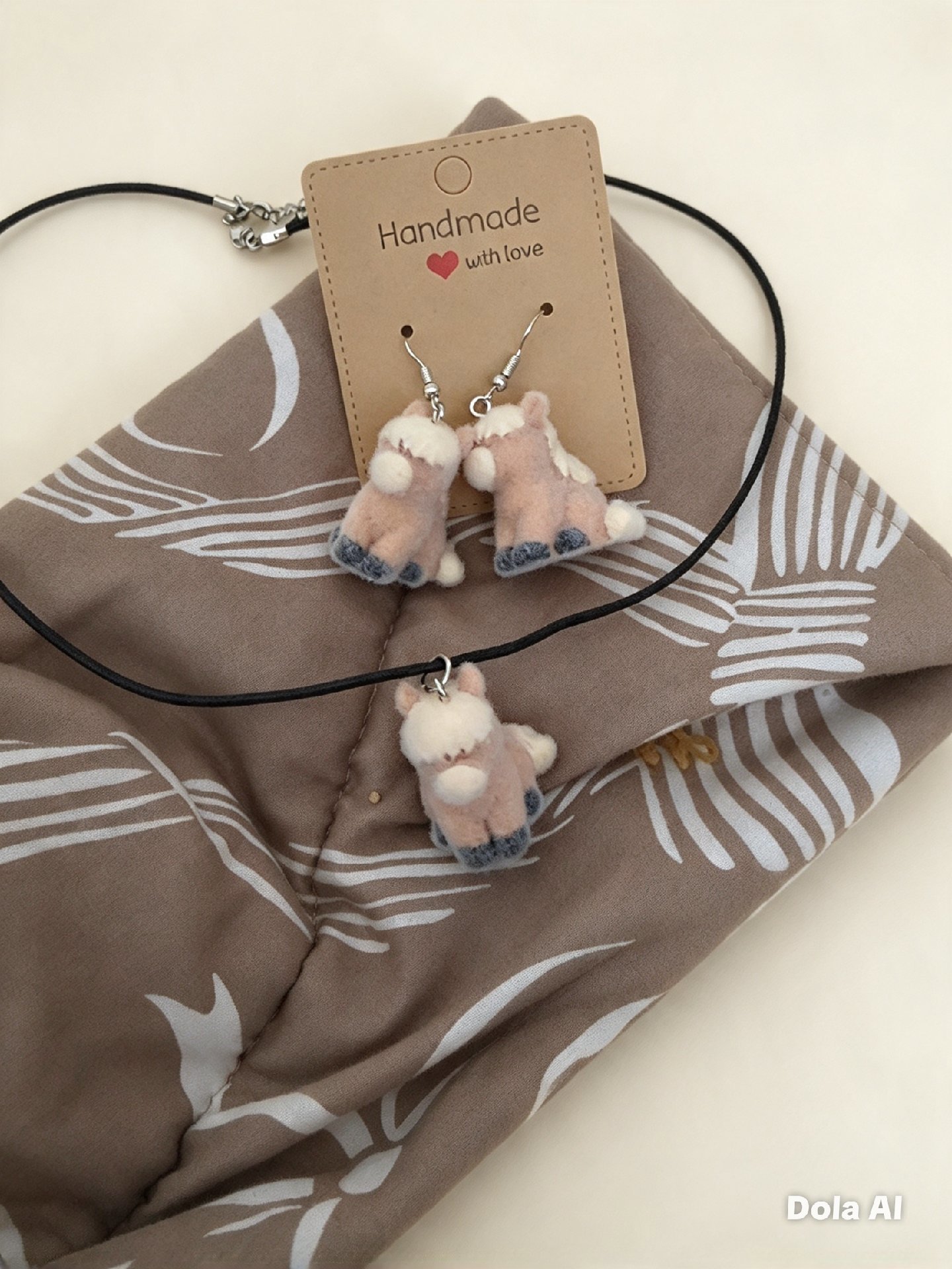 Handmade Felt Horse Earrings And Necklace Set, Unbranded, One Size, New condition — preloved on SilentSale®