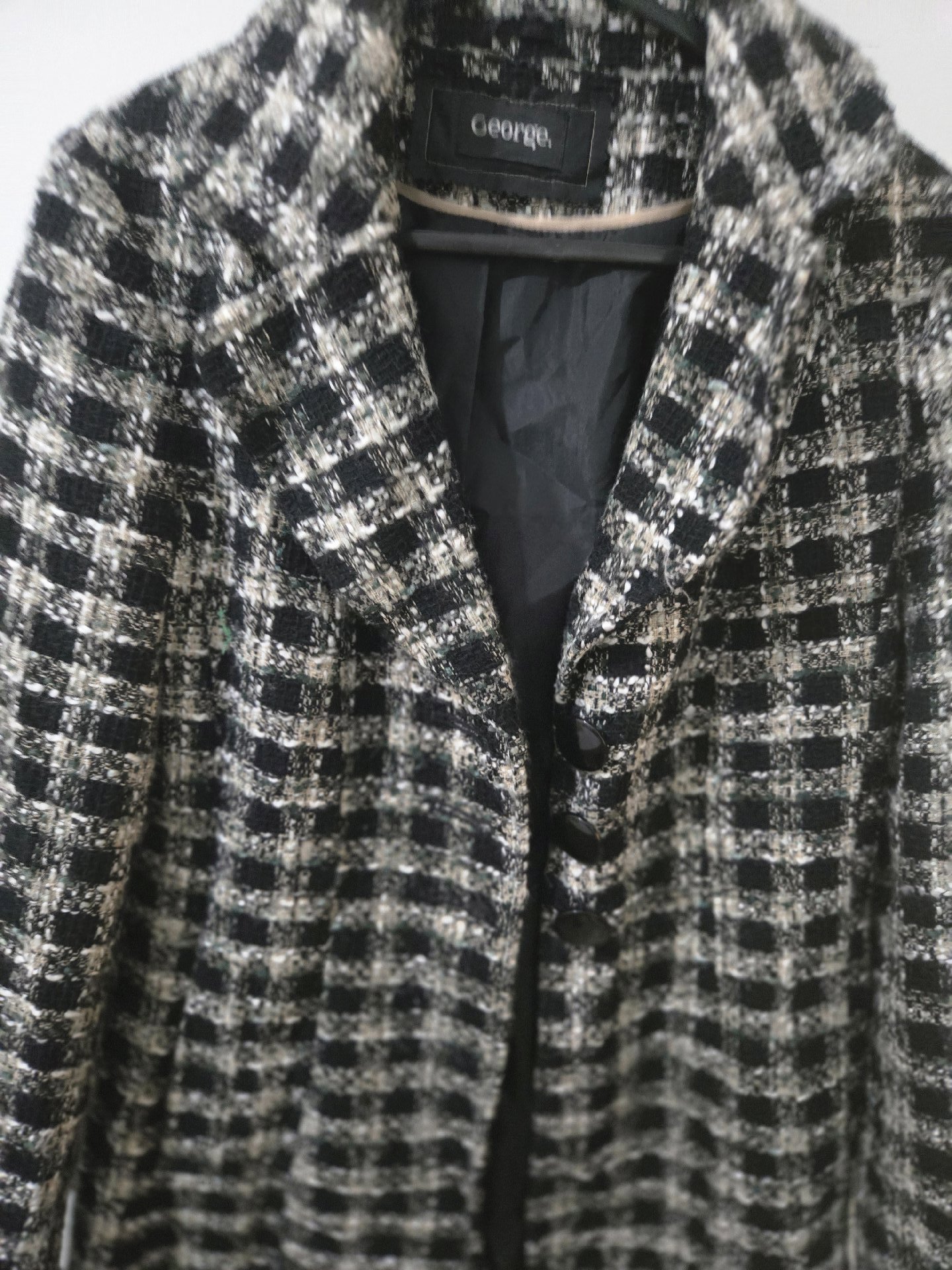 George Black and White Checked Coat – UK 10, George, 10, Excellent condition — preloved on SilentSale®