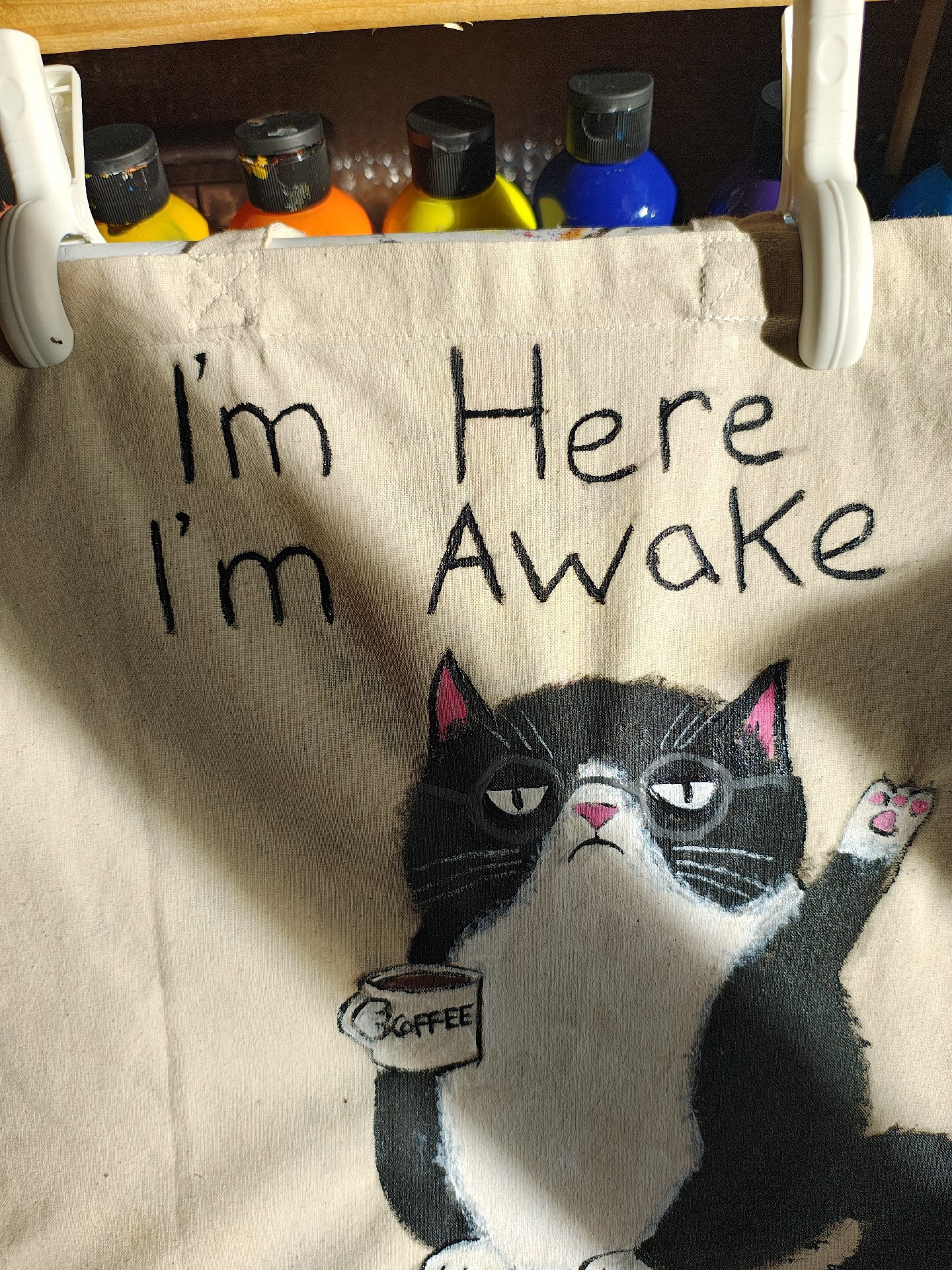 Canvas Tote Bag with cat, Unbranded, Medium, Excellent condition — preloved on SilentSale®
