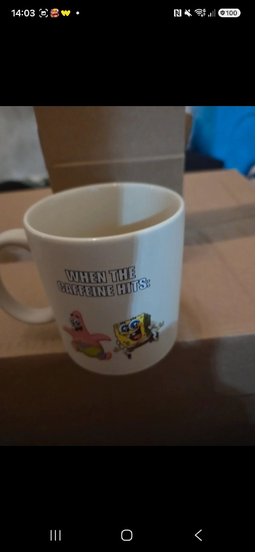 SpongeBob SquarePants 'When The Caffeine Hits' Mug, Typo, Medium, New condition — preloved on SilentSale®