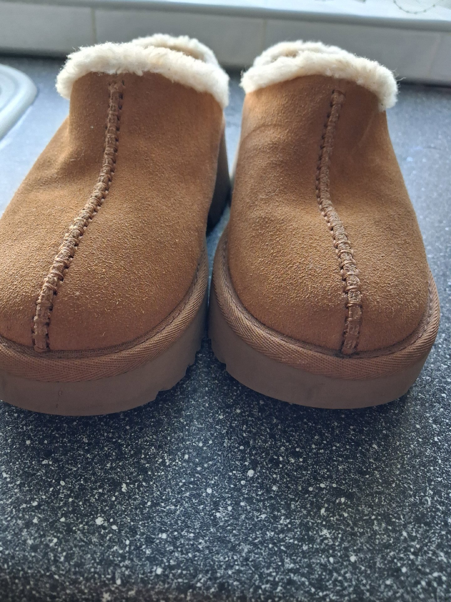 UGG Brown Suede Sheepskin Lined Slippers, UGG, 5, Like New condition — preloved on SilentSale®