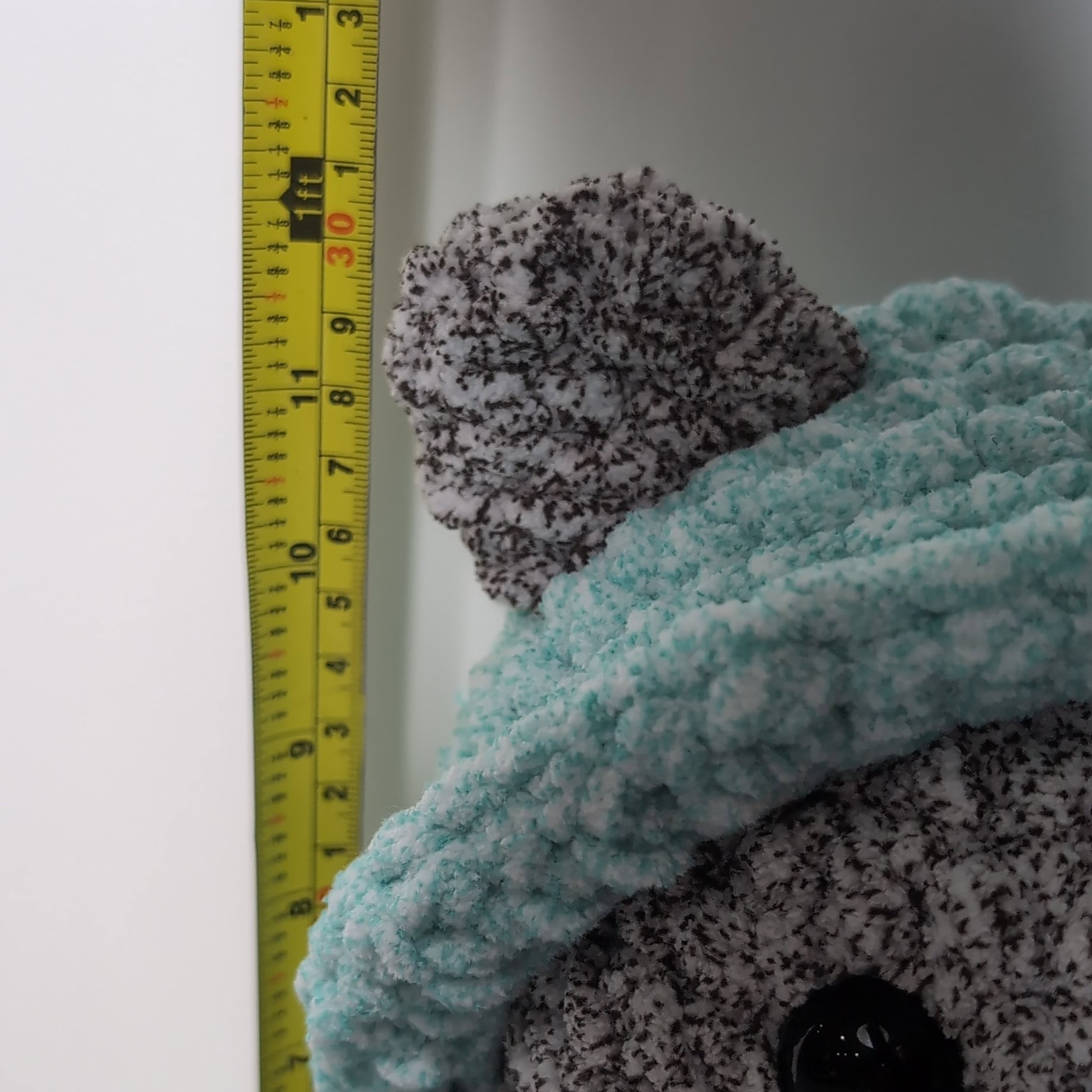 Handmade Crochet Teddy Bear Soft Toy with Blue Outfit, made by Jam, 30 cm tall, Excellent condition — preloved on SilentSale®