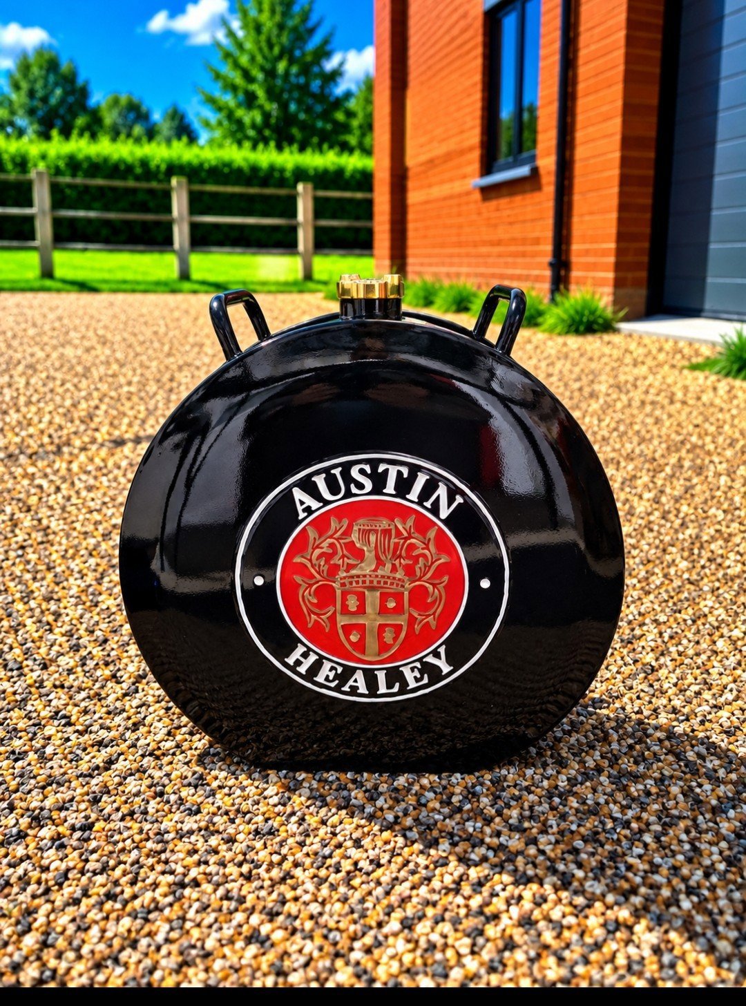 New Reproduction Round Austin Healey Metal Petrol Can – Garage, Mancave Decor, Austin Healey, Large, New condition — preloved on SilentSale®