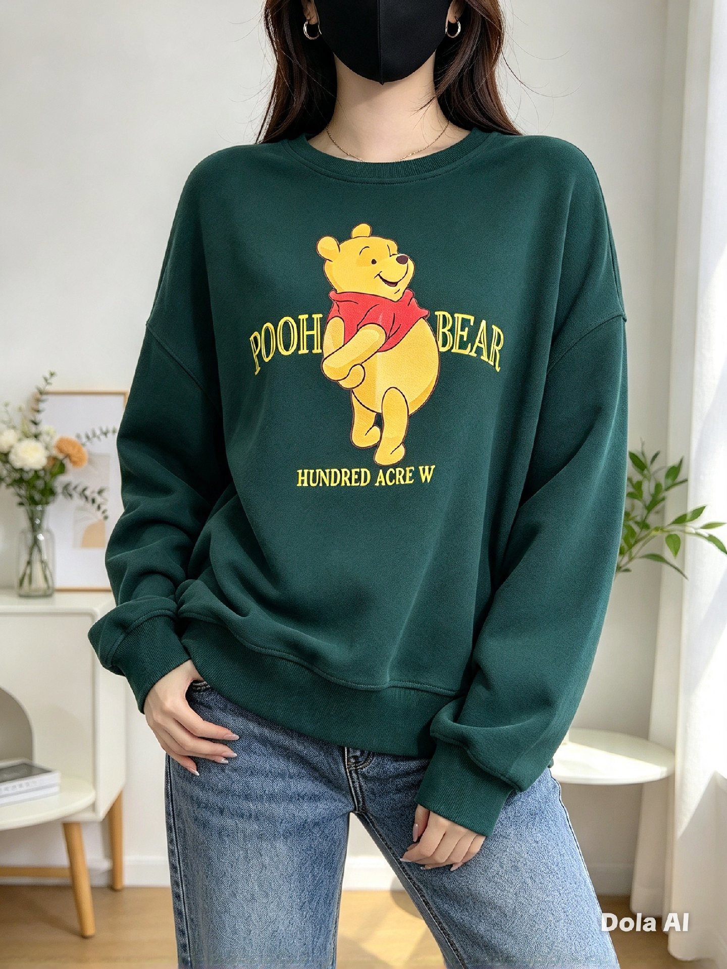 Green Winnie The Pooh Bear Graphic Sweatshirt, Disney, XL, Excellent condition — preloved on SilentSale®