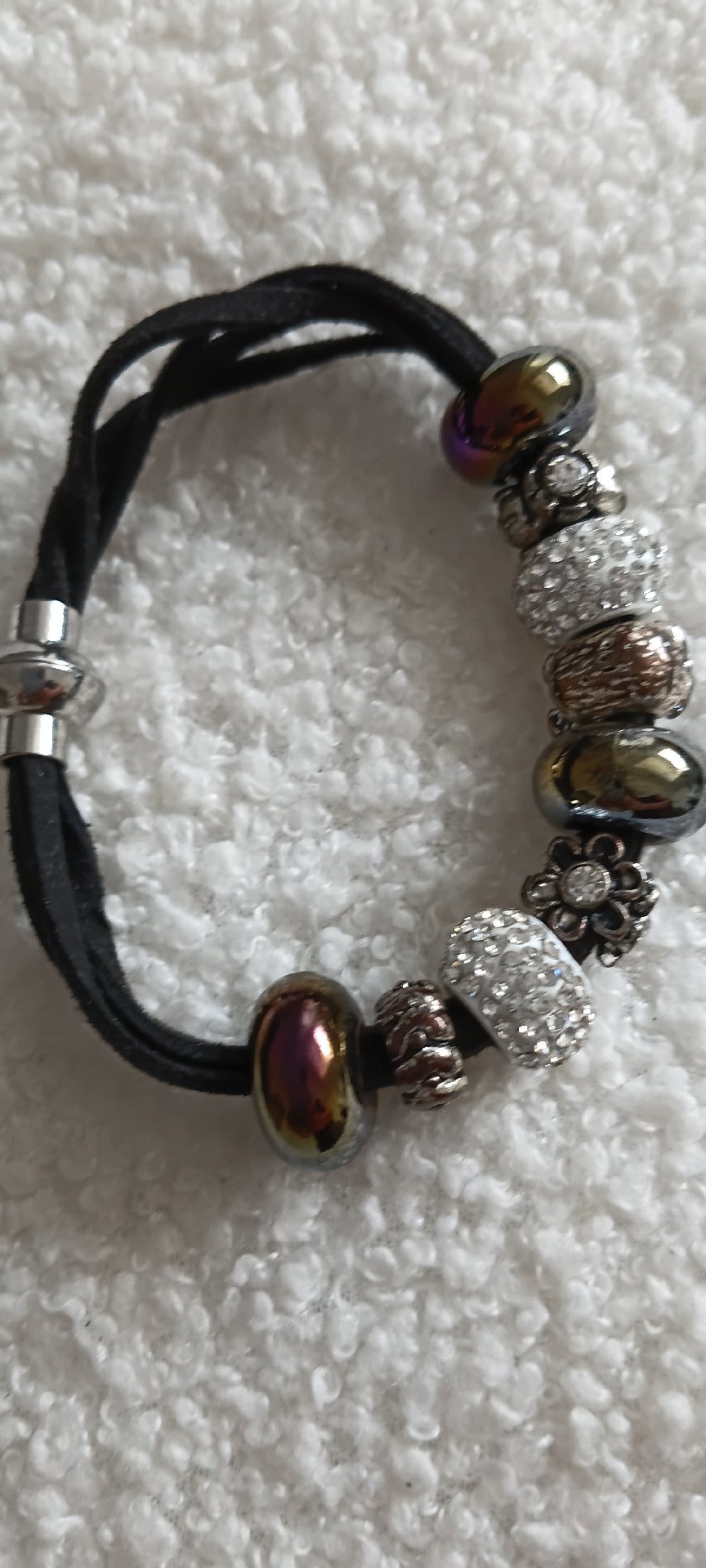 Beaded Charm Bracelet with Black Cord, Unbranded, One Size, Excellent condition — preloved on SilentSale®