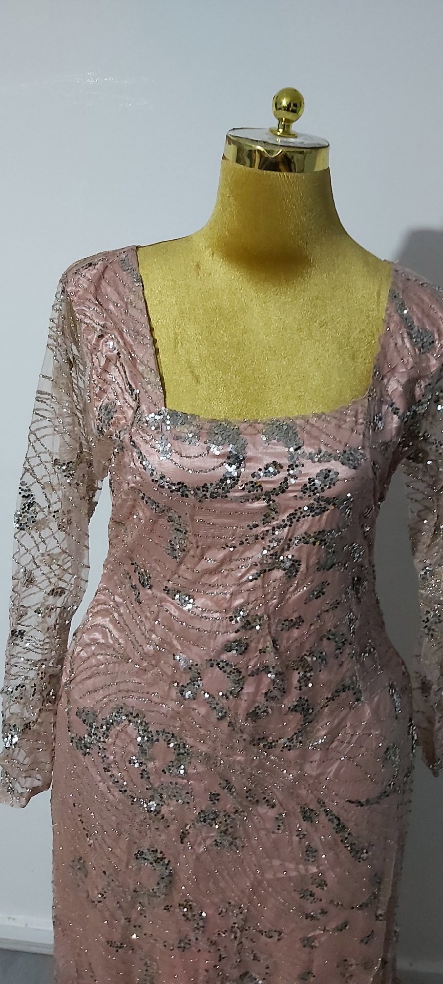 Pink Sequin Embellished Long Sleeve Evening Dress, Unbranded, 12, Excellent condition — preloved on SilentSale®