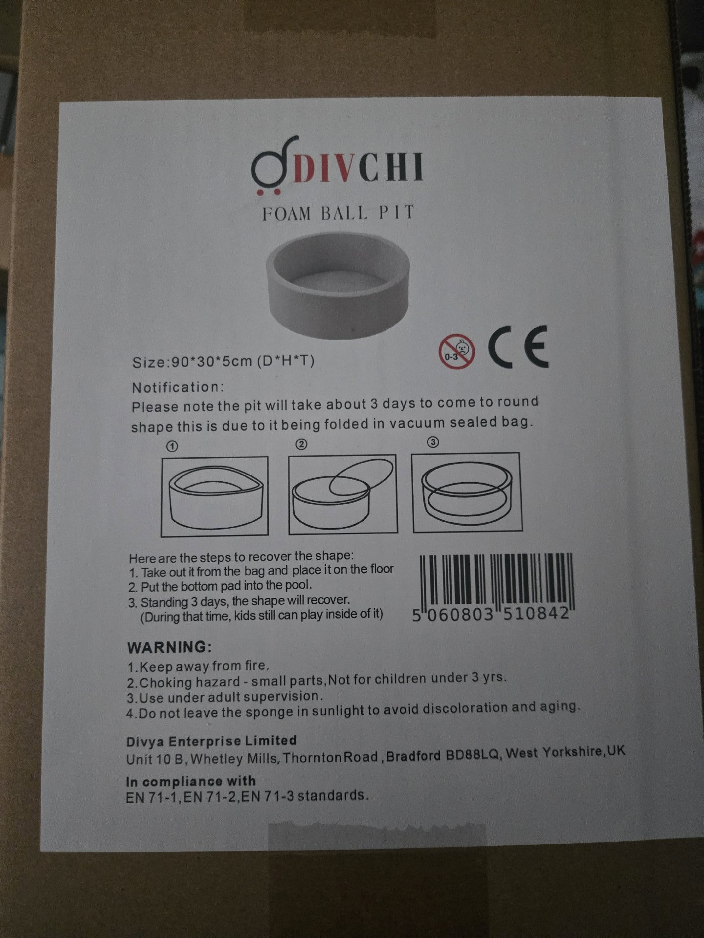 Divchi Foam Ball Pit Grey 90x30x5cm, Divchi, 90x30x5cm, New condition — preloved on SilentSale®