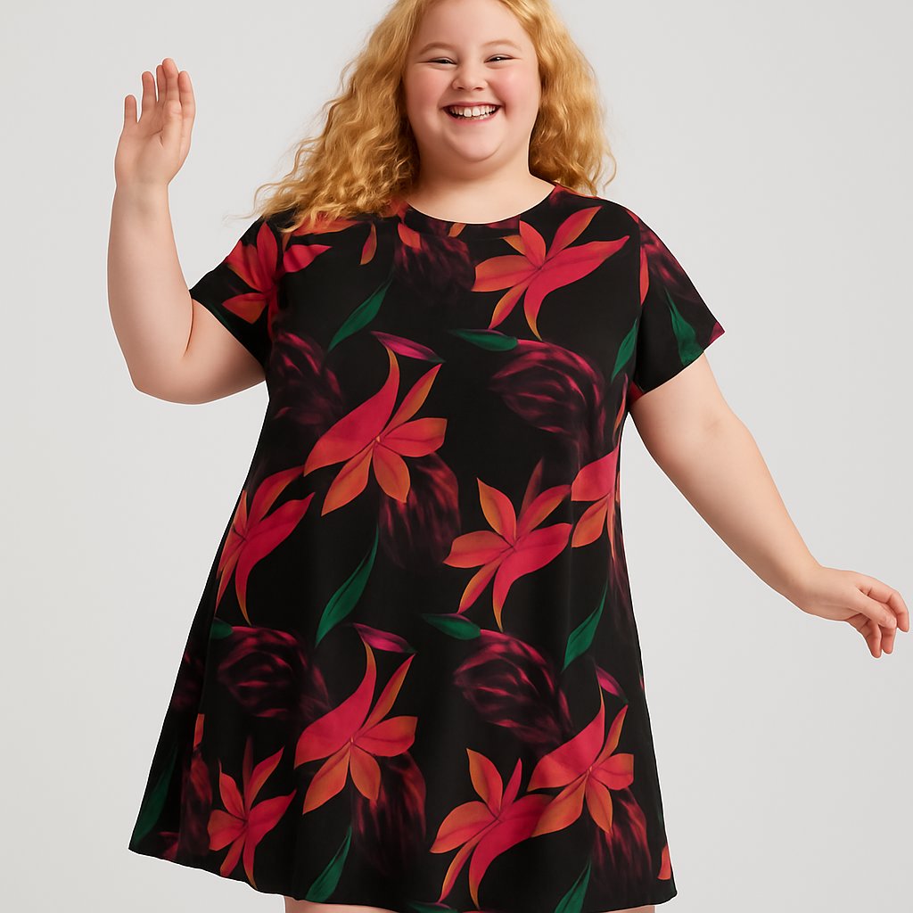 JD Williams Black Floral Swing Dress – Size 8, JD Williams, 8, New condition — preloved on SilentSale®