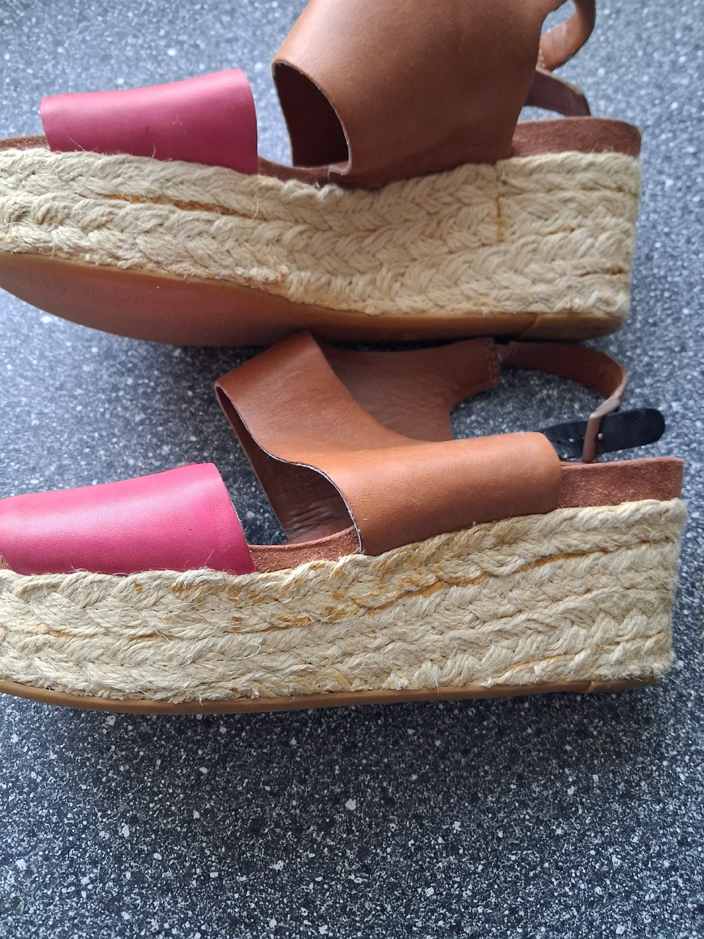Clarks Brown and Pink Leather Wedge Espadrilles size 4/37– UK 4, Clarks, 4, Good condition — preloved on SilentSale®