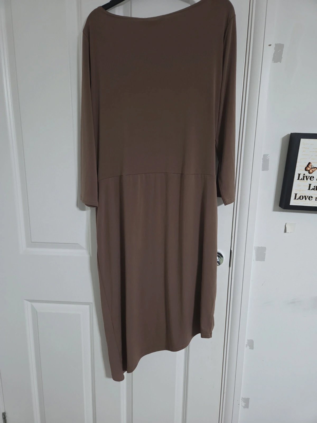 Boohoo Plus Taupe Brown Draped Asymmetric Dress, Boohoo, 16, New condition — preloved on SilentSale®