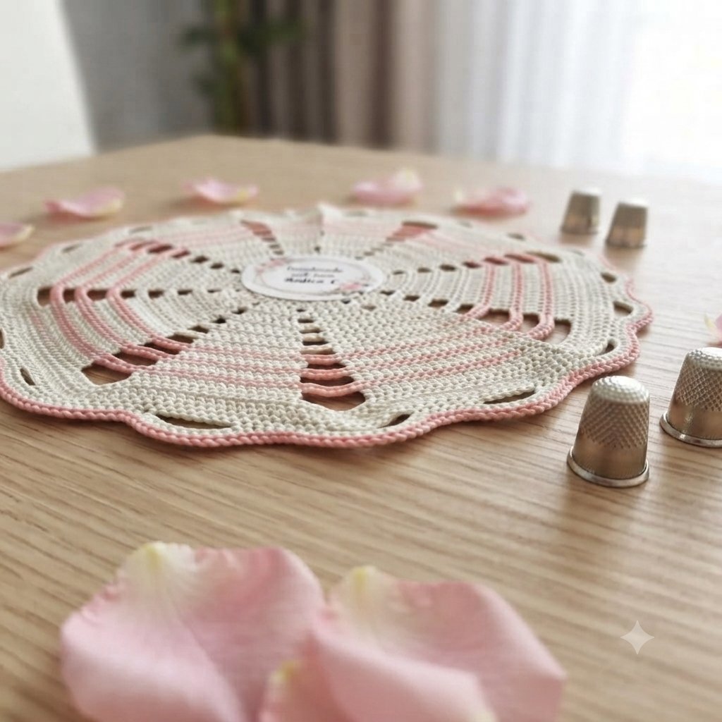 Handmade Crochet Doily White and Pink, Handmade, Small, Excellent condition — preloved on SilentSale®
