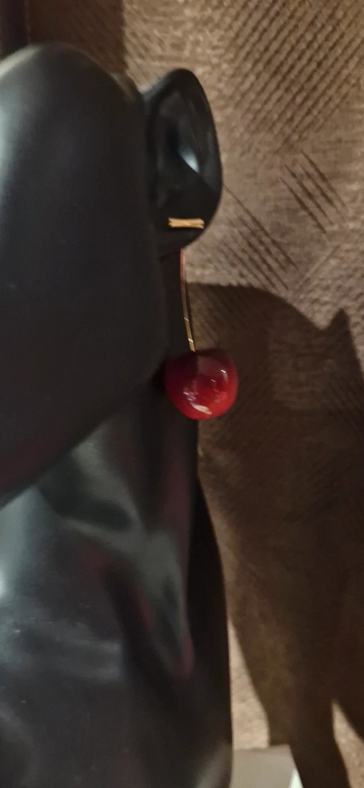 Cherry Drop Hoop Earrings with Gold Tone Wire, Gold Tone, One Size, New condition — preloved on SilentSale®