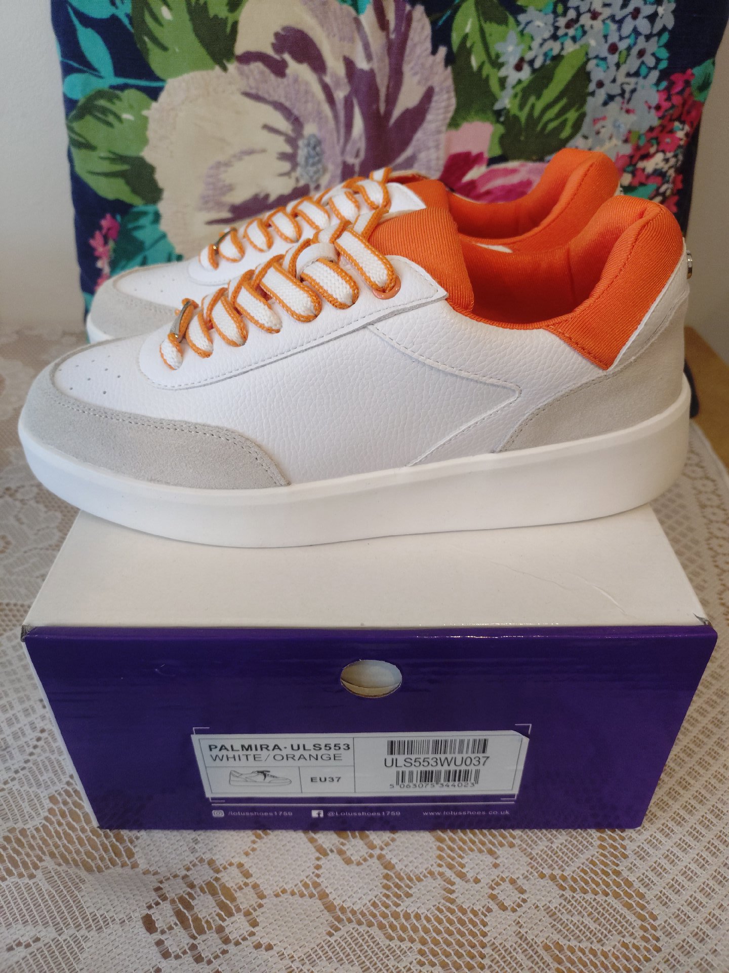 Ladies Lotus Palmira White and Orange Trainers – Size 4, Lotus, 4, New condition — preloved on SilentSale®