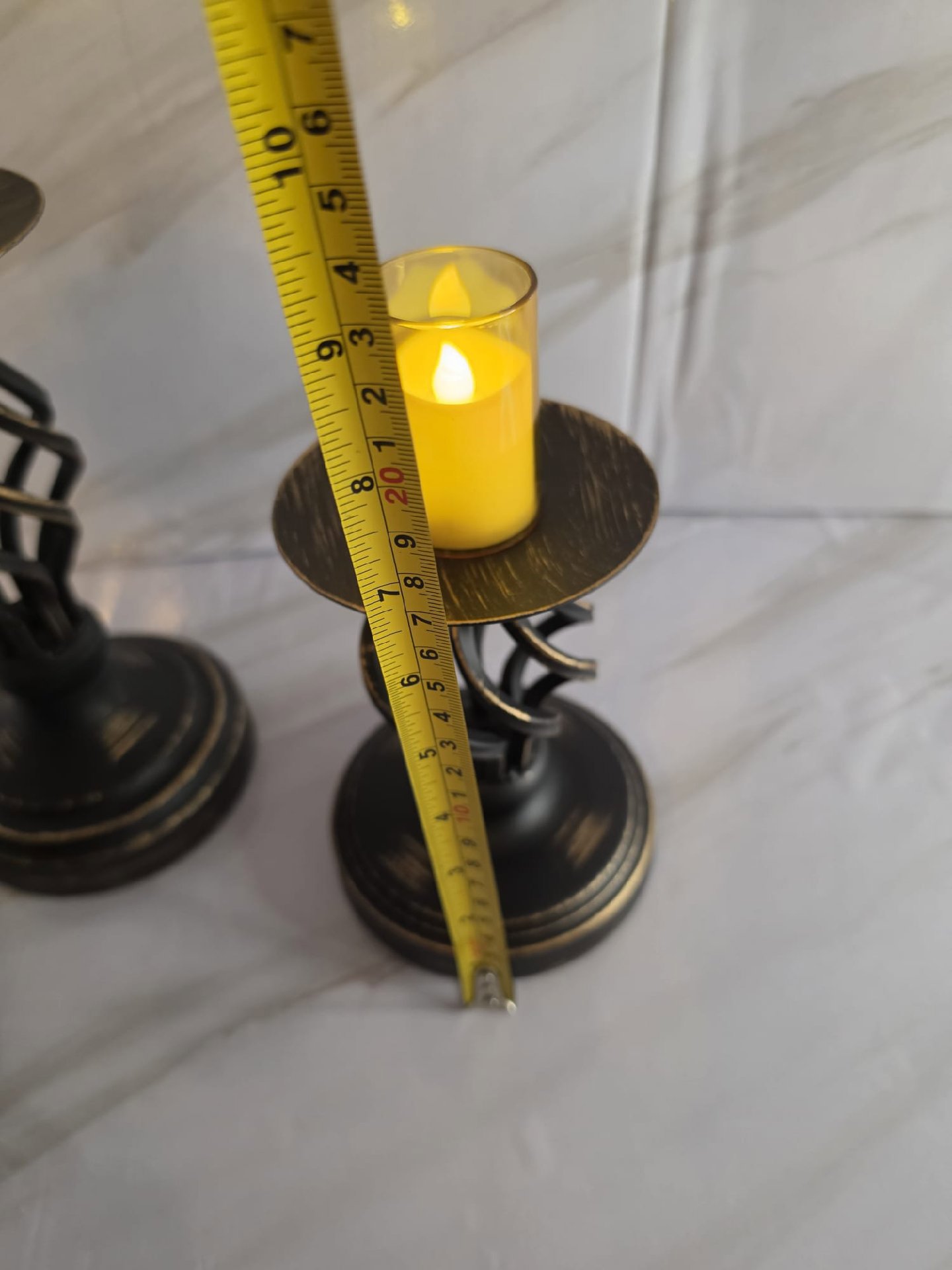 Set of 3 Black Metal Decorative Candle Holders with Yellow LED Candles, Unbranded, One Size, New condition — preloved on SilentSale®